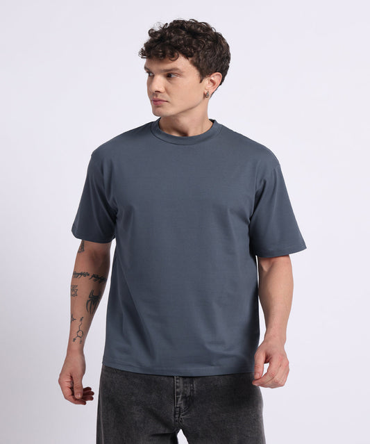 Oversized Cotton Lycra Tee Graphite