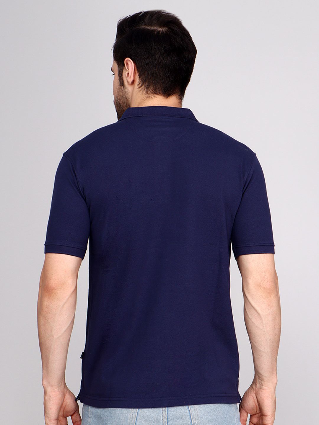 SOLID SELF LOGO PIQUE POLO