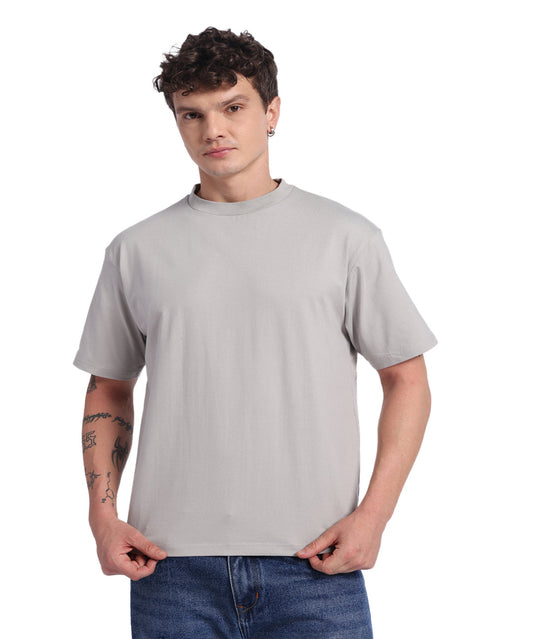Oversized Cotton Lycra Tee Warm Gray