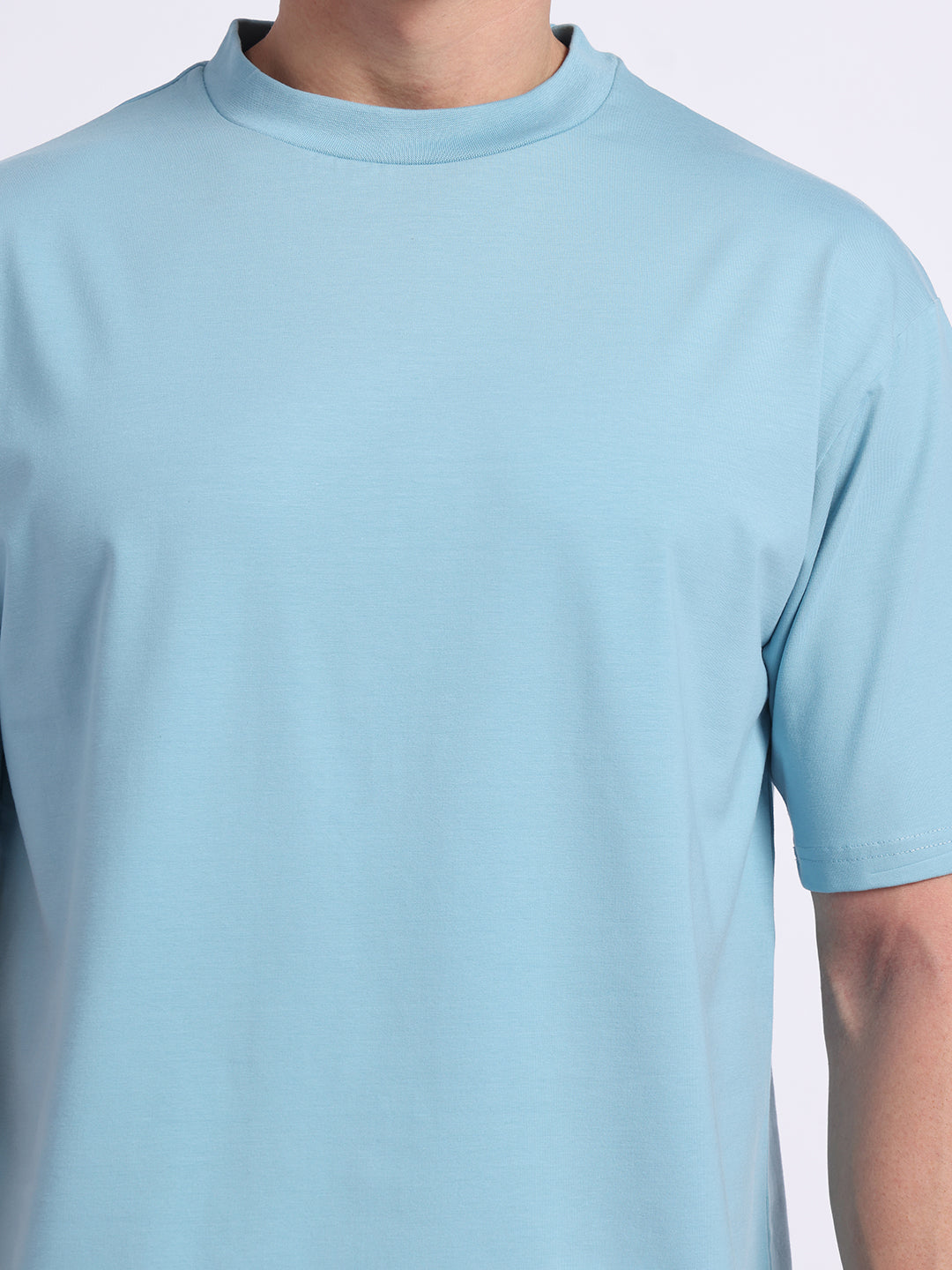 Oversized Cotton Lycra Tee Cool Blue