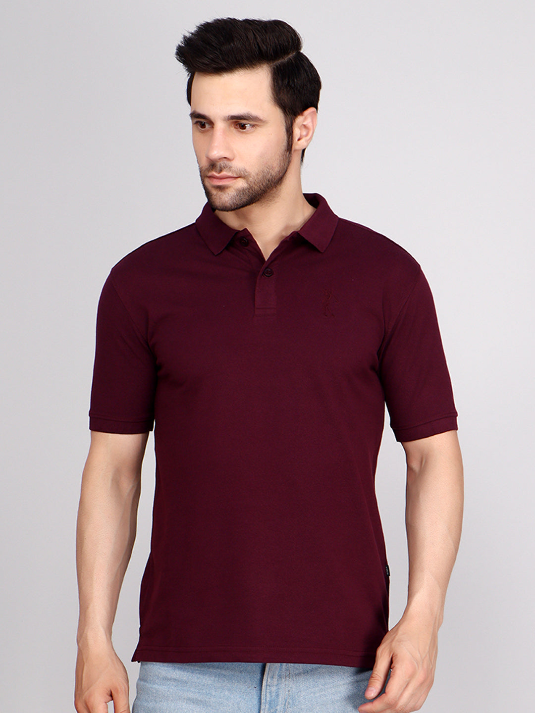 SOLID SELF LOGO PIQUE POLO