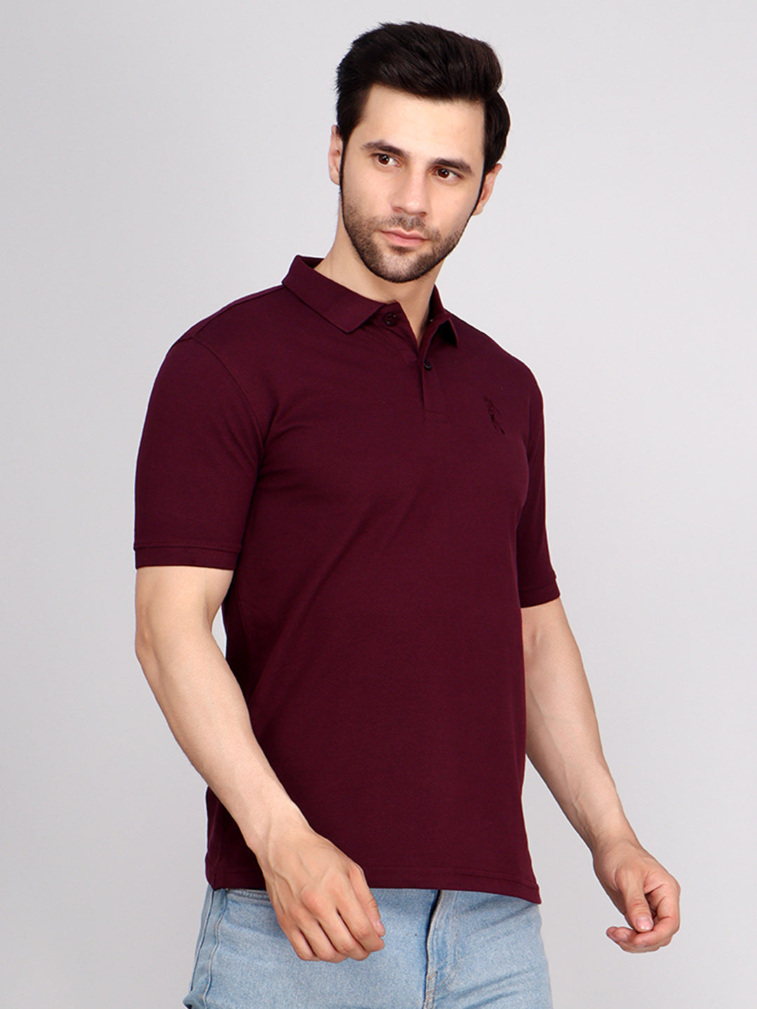 SOLID SELF LOGO PIQUE POLO