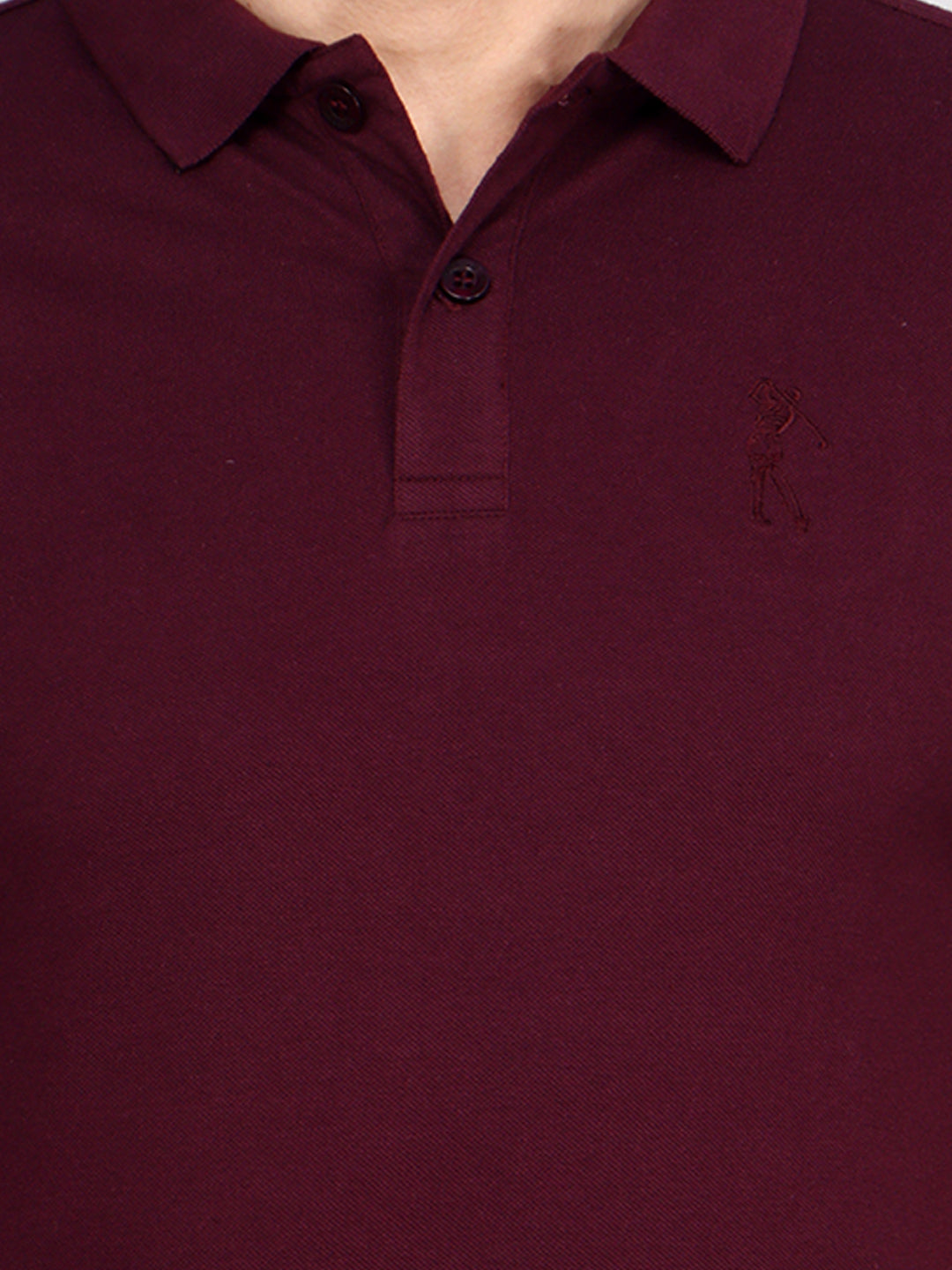 SOLID SELF LOGO PIQUE POLO