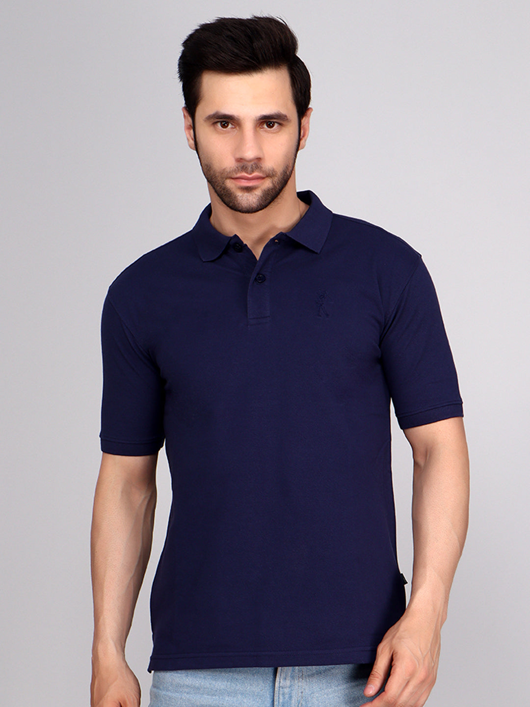 SOLID SELF LOGO PIQUE POLO