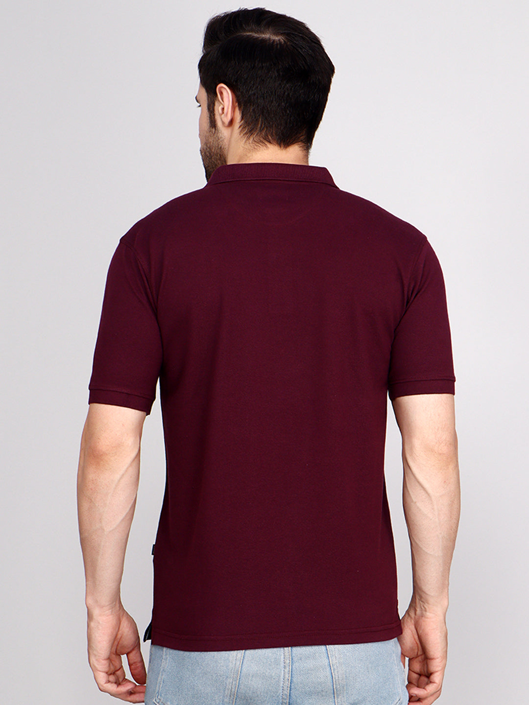 SOLID SELF LOGO PIQUE POLO