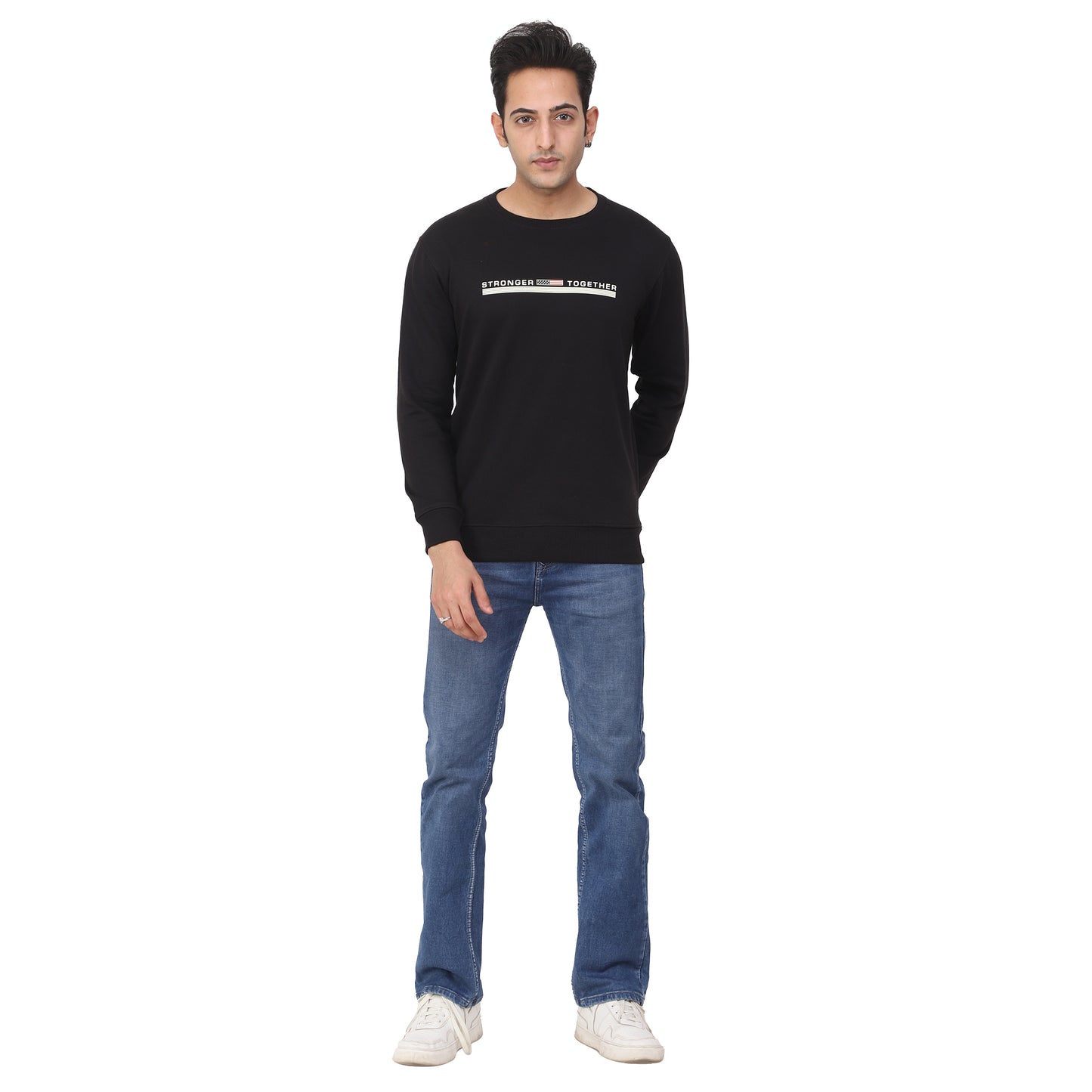 Regular Fit Printed Fleece Sweatshirt