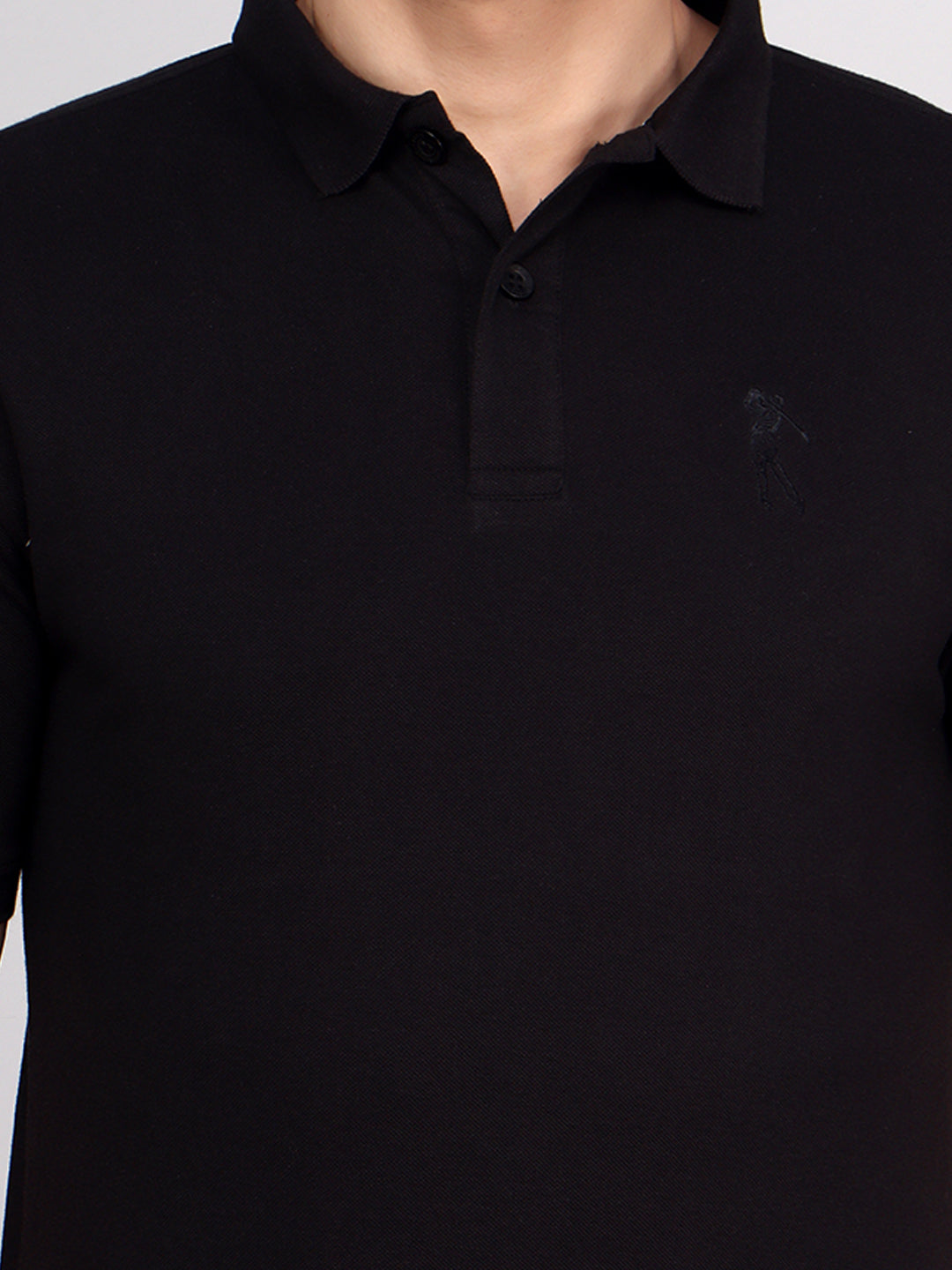 SOLID SELF LOGO PIQUE POLO