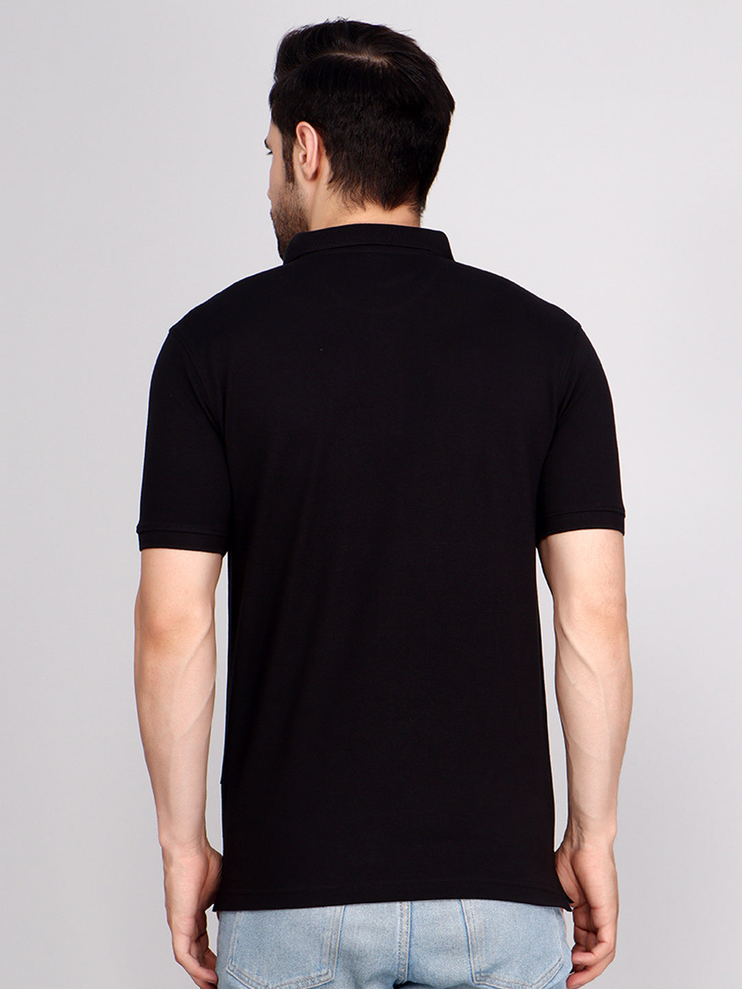 SOLID SELF LOGO PIQUE POLO
