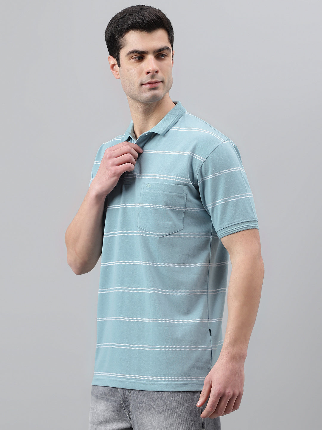 Single Jersey Stripe  Regular Fit Pocket Polo