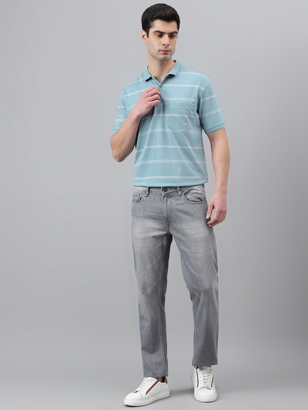 Single Jersey Stripe  Regular Fit Pocket Polo