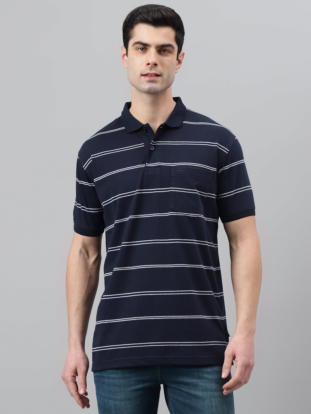 Single Jersey Stripe  Regular Fit Pocket Polo