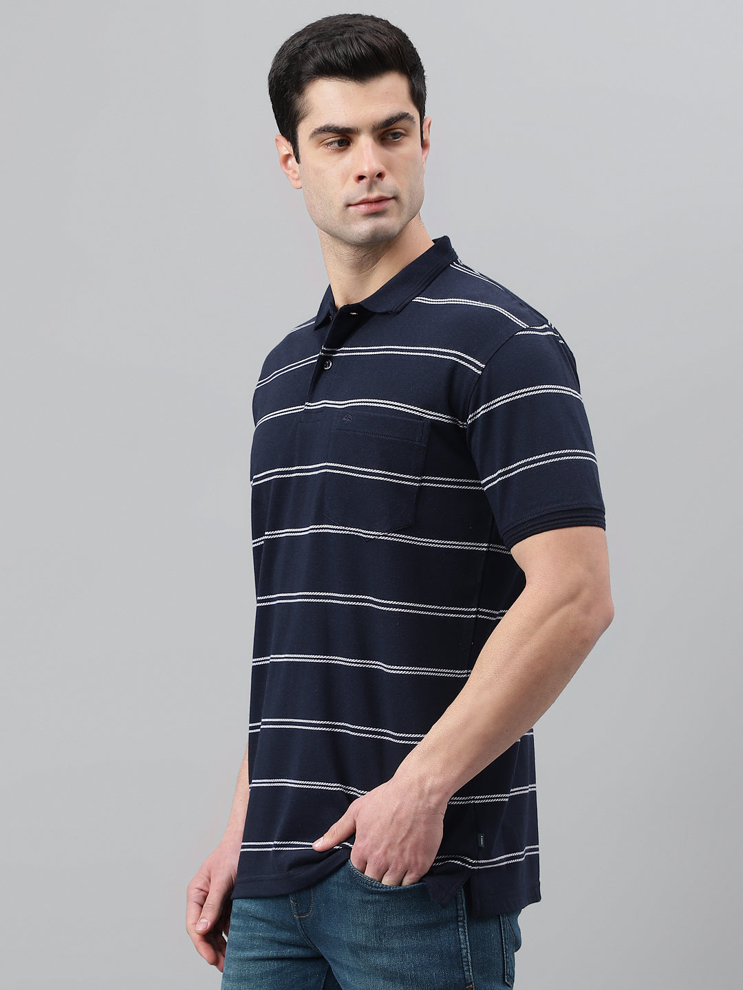 Single Jersey Stripe  Regular Fit Pocket Polo