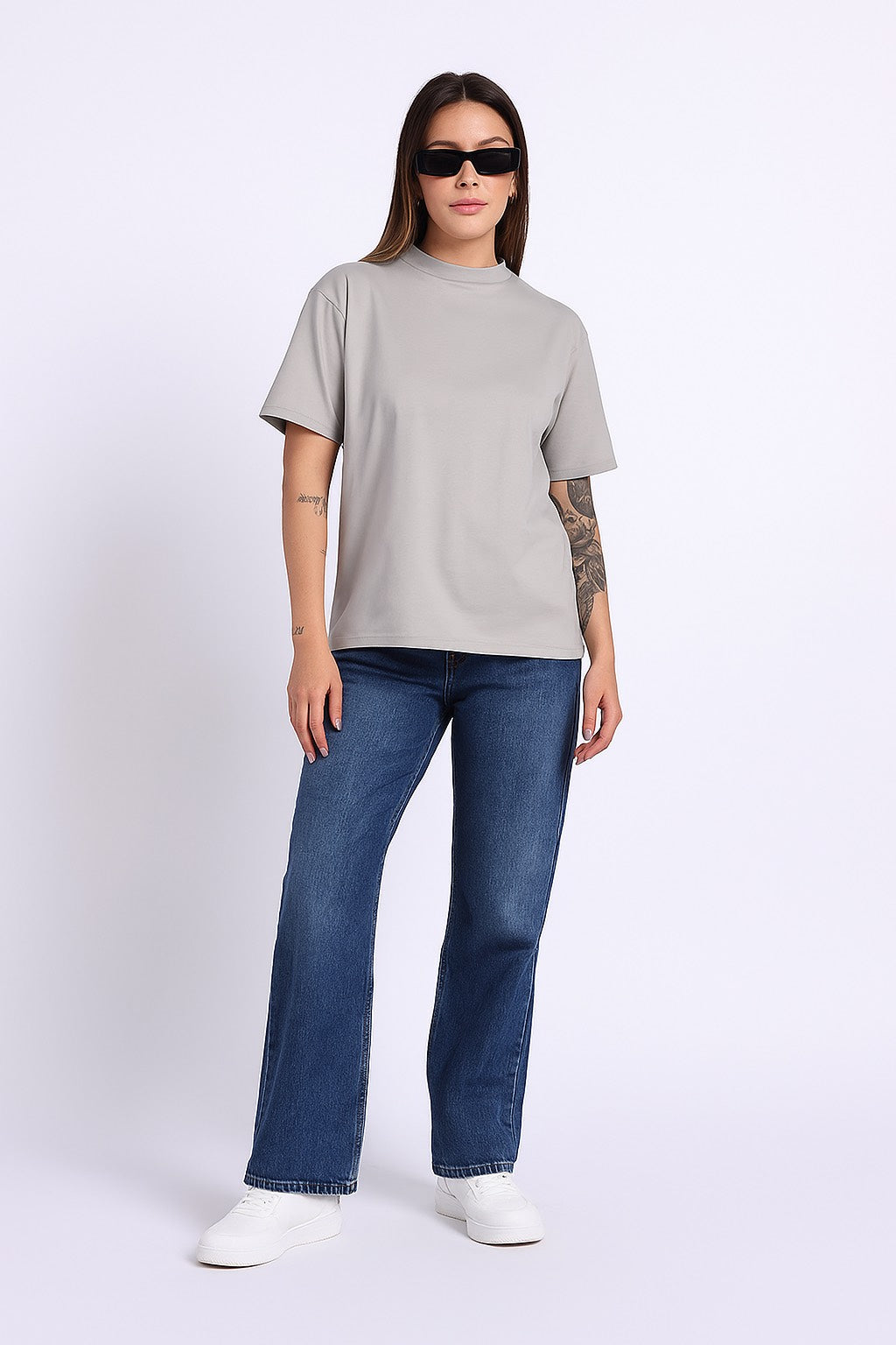 Oversized Cotton Lycra Tee Warm Gray