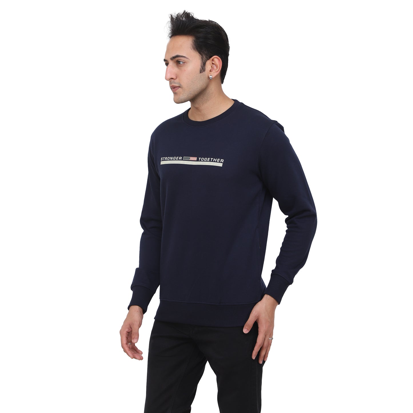 Regular Fit Printed Fleece Sweatshirt