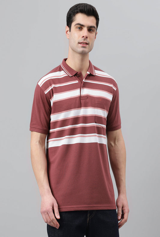 Pique Stripe Regular Fit Pocket Polo