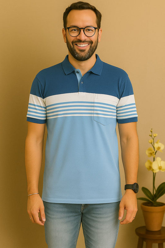 Pique Stripe Regular Fit Pocket Polo