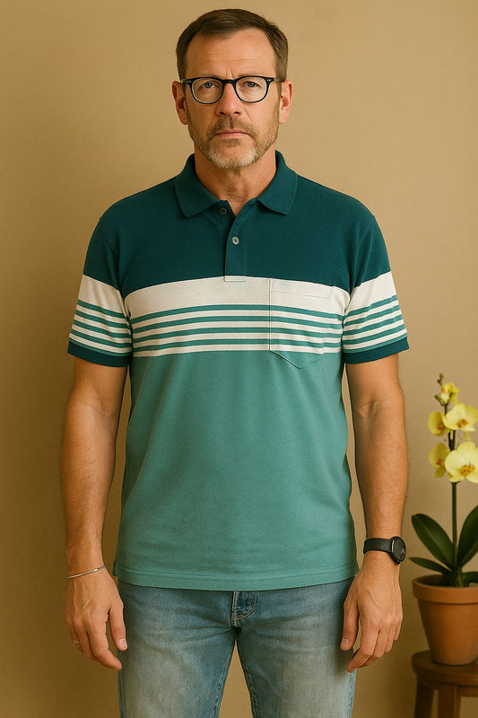 Pique Stripe Regular Fit Pocket Polo