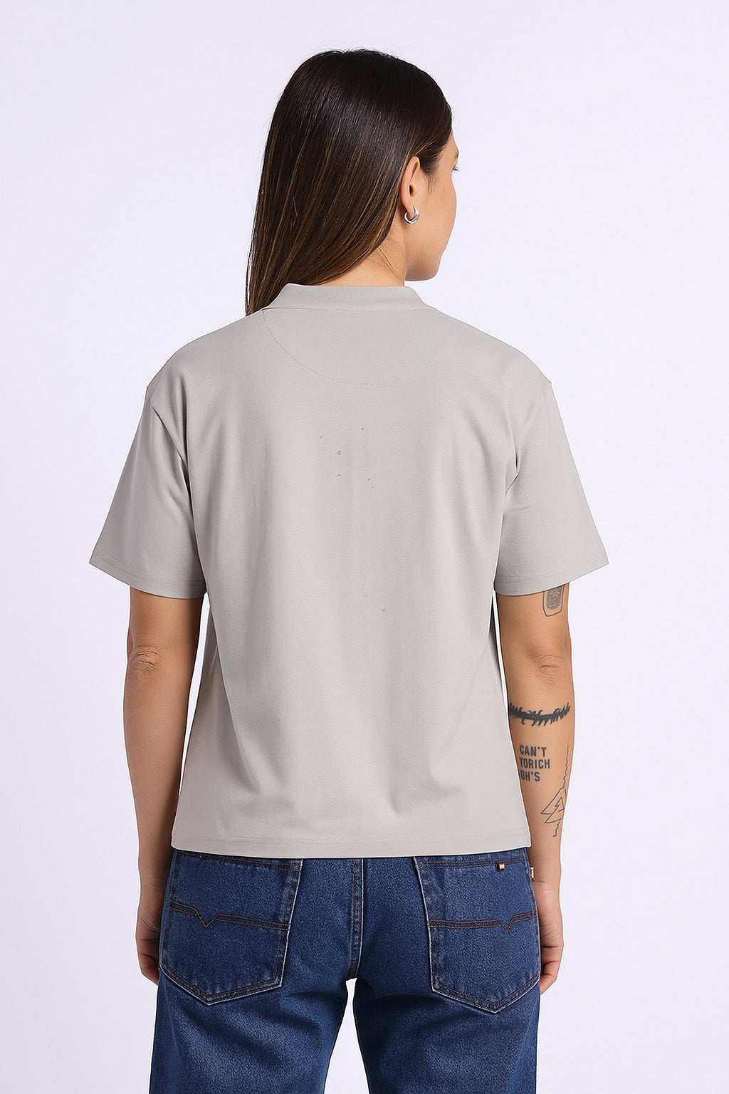 Oversized Cotton Lycra Tee Warm Gray