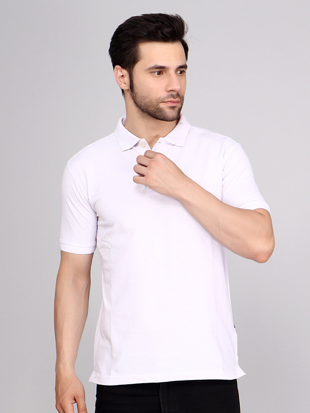 SOLID SELF LOGO PIQUE POLO