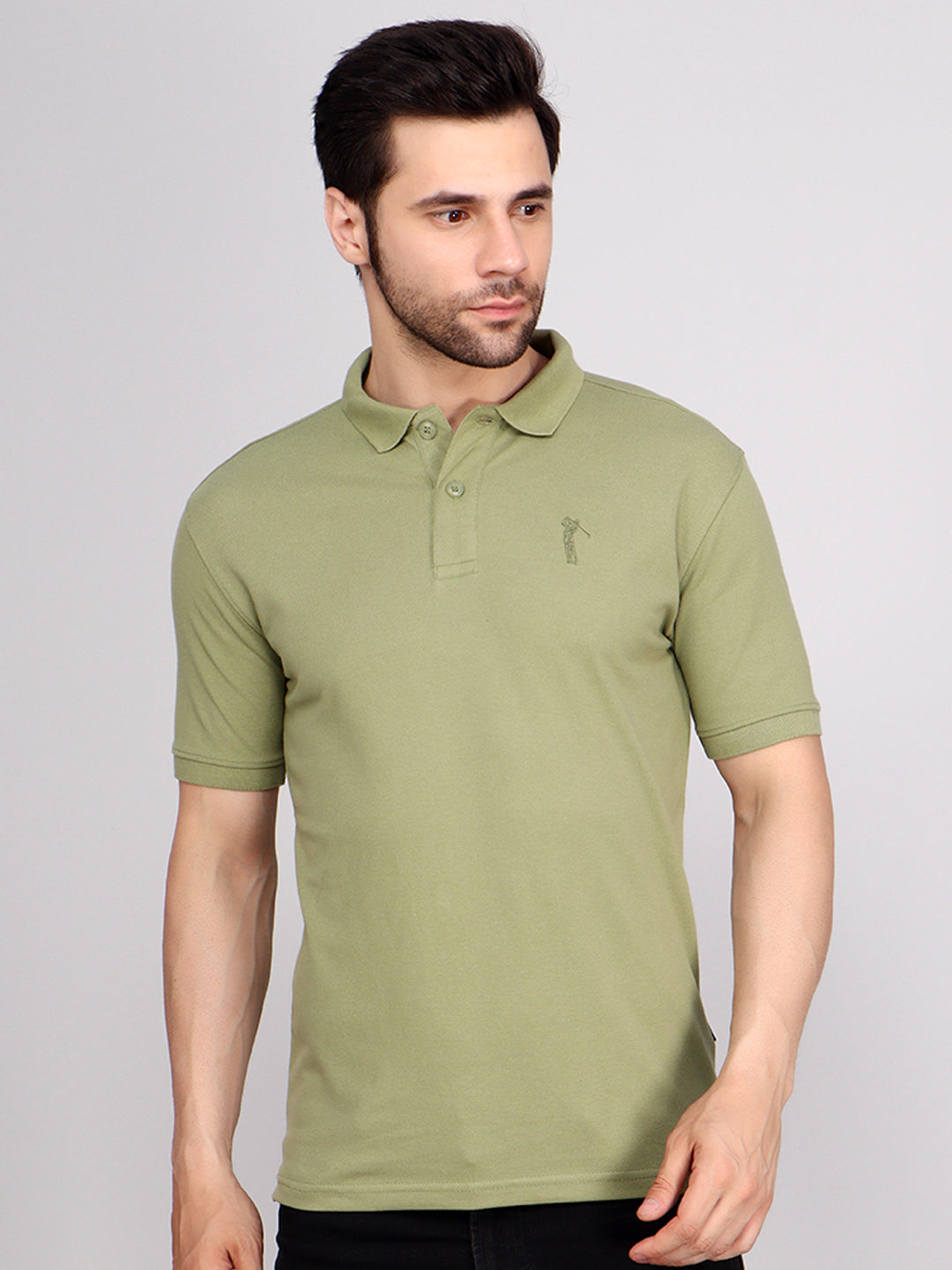 SOLID SELF LOGO PIQUE POLO