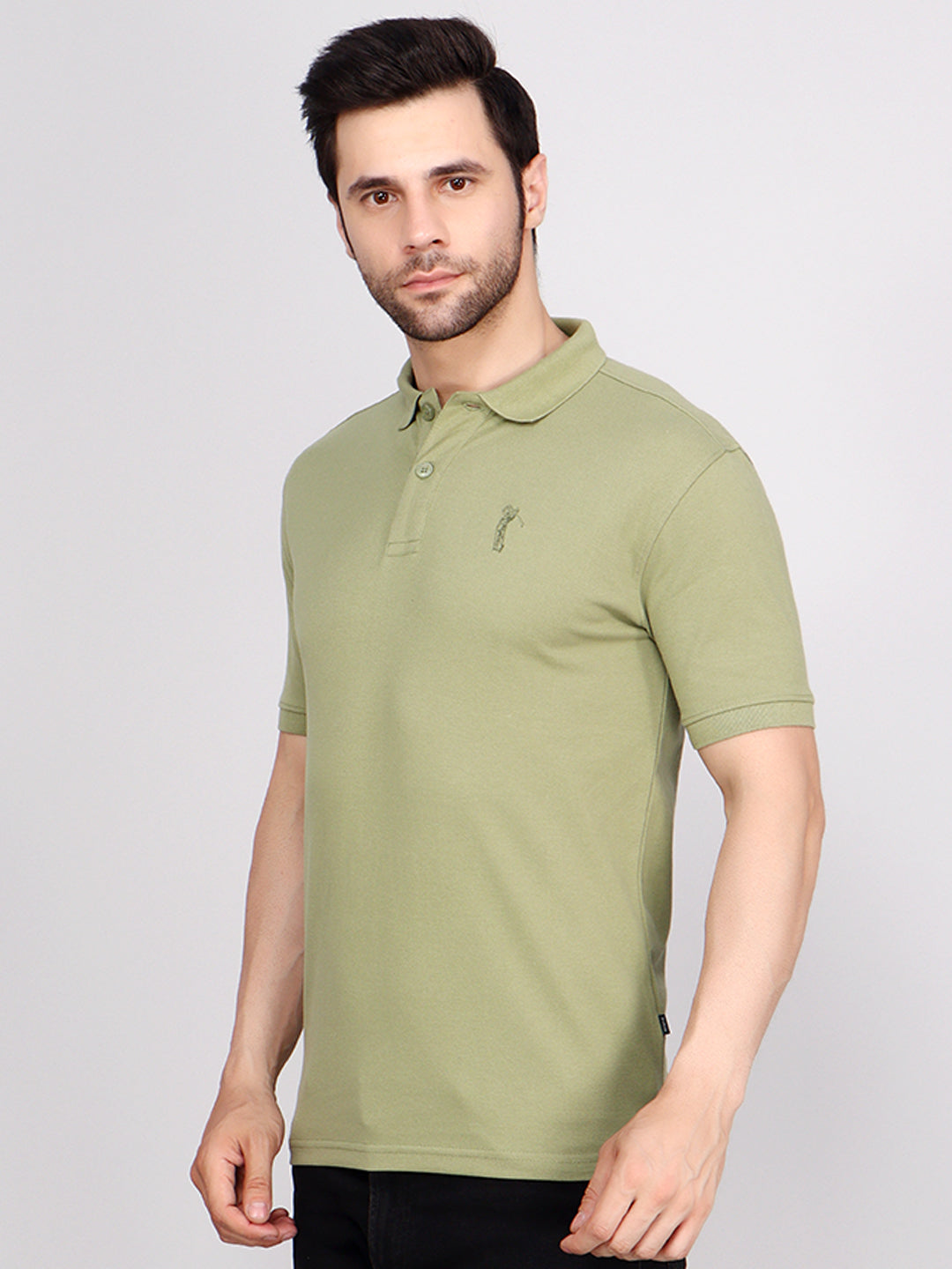 SOLID SELF LOGO PIQUE POLO