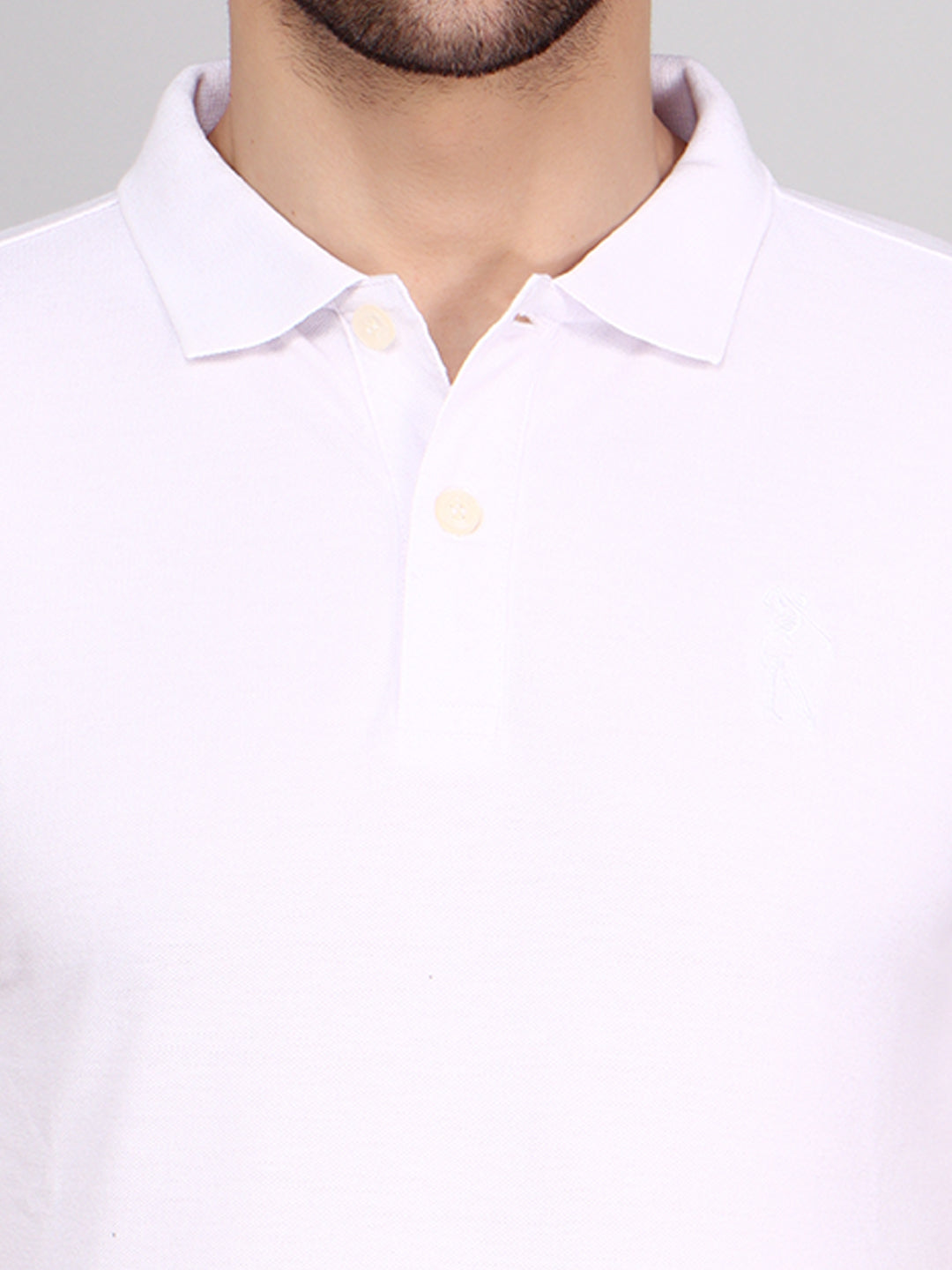 SOLID SELF LOGO PIQUE POLO