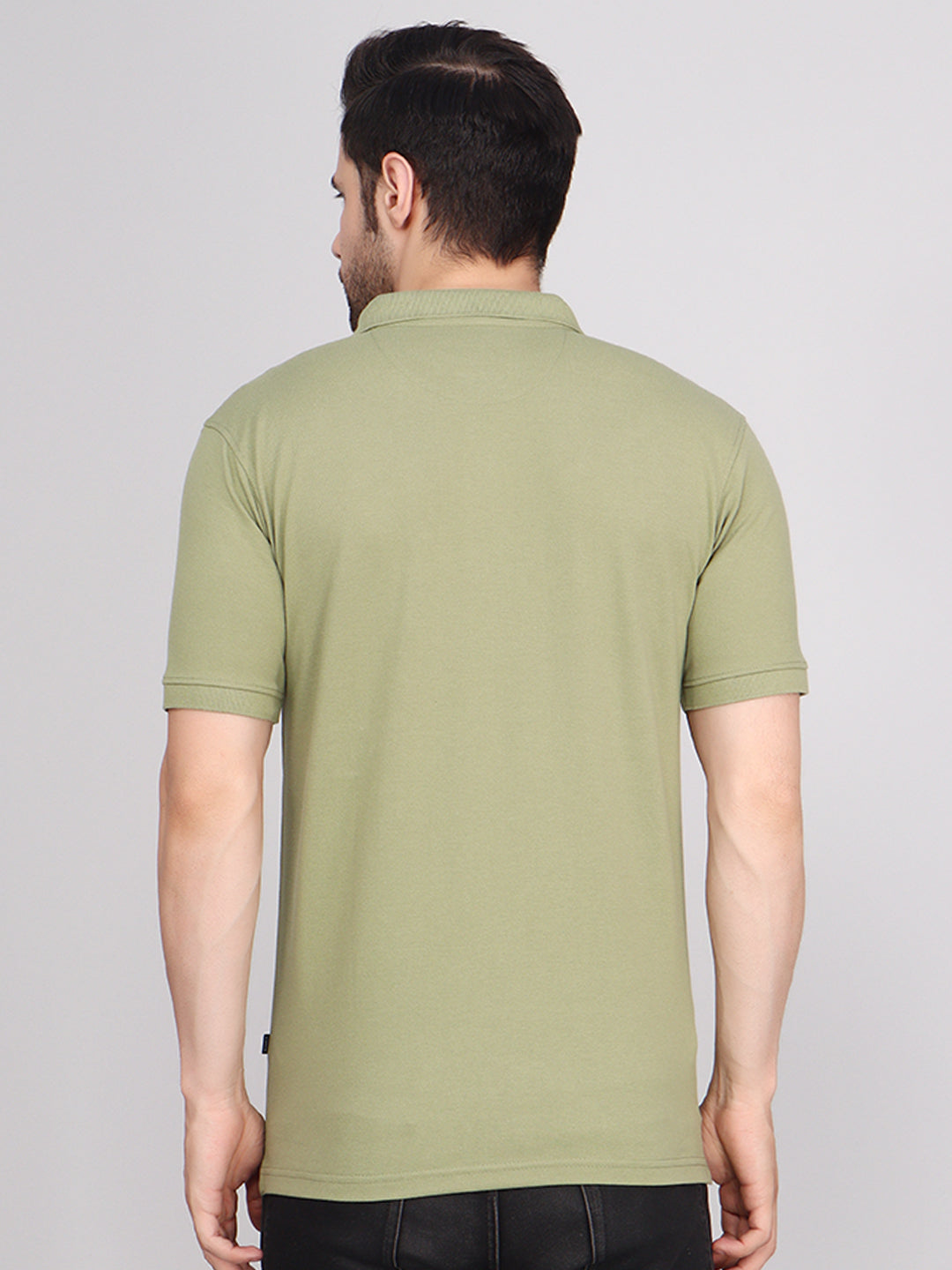 SOLID SELF LOGO PIQUE POLO