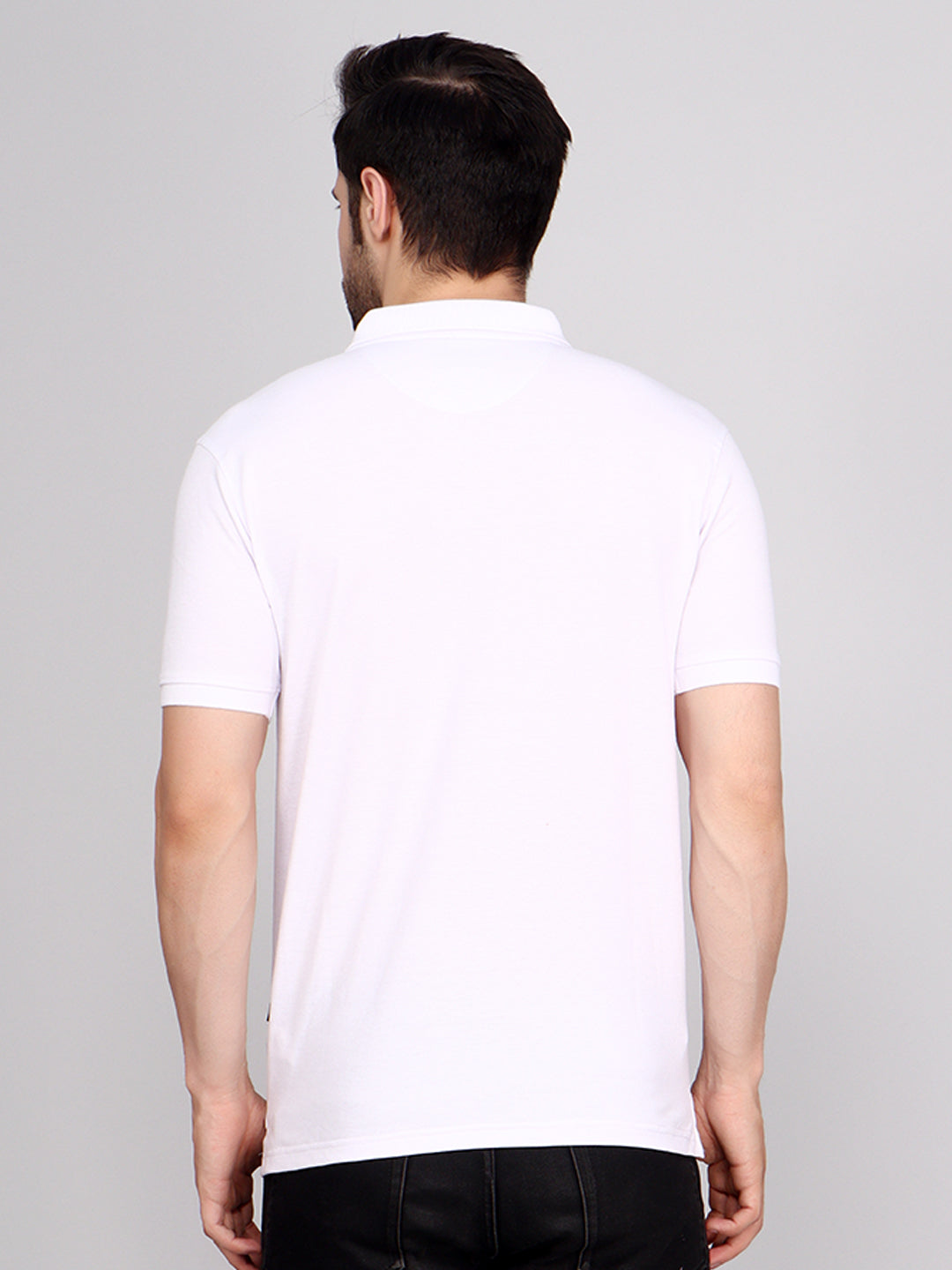SOLID SELF LOGO PIQUE POLO