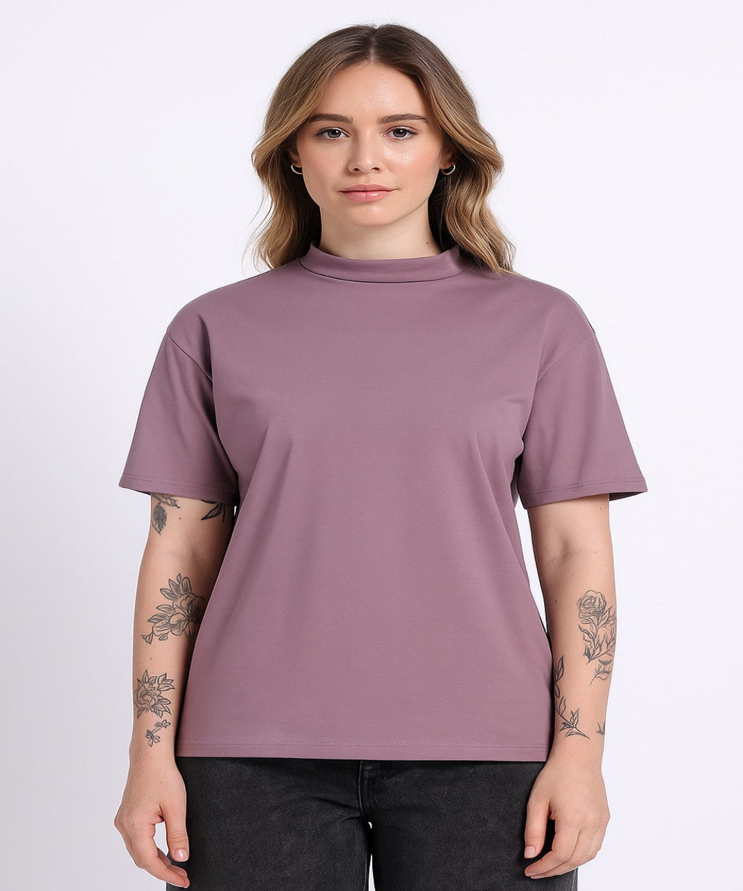 Oversized Cotton Lycra Tee Lilac