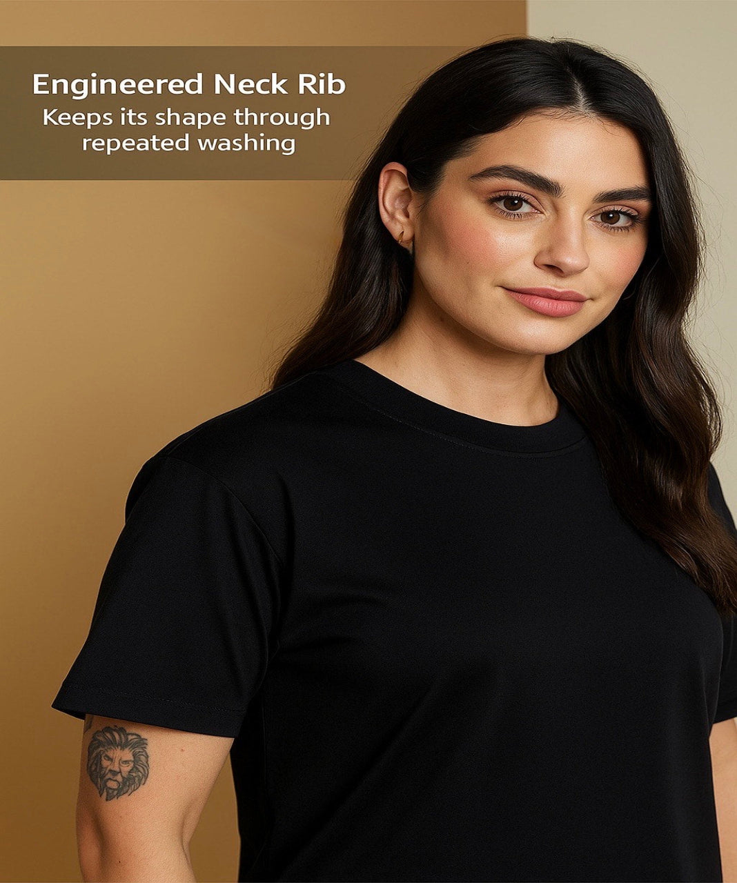 Oversized Cotton Lycra Tee Black