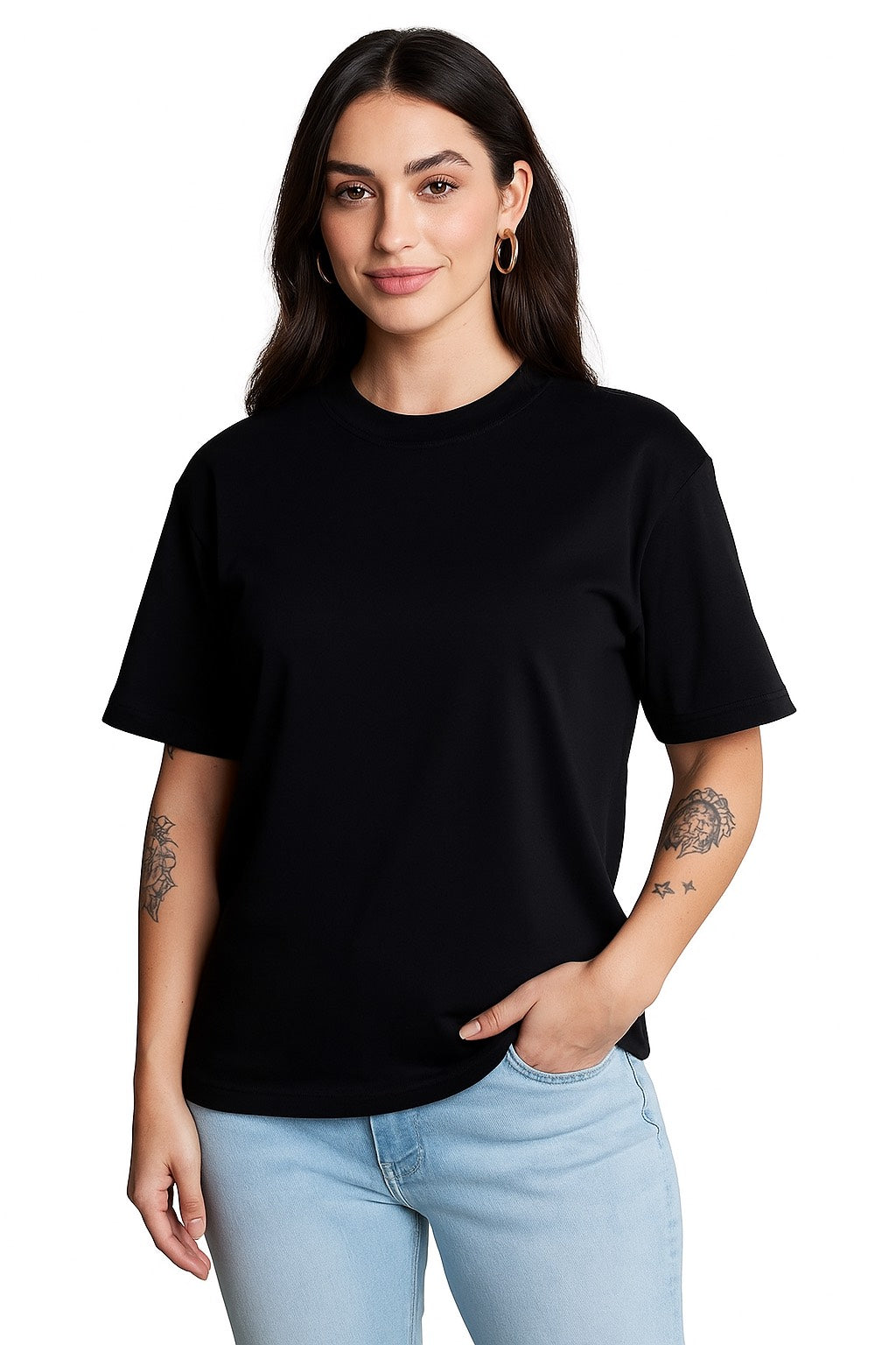 Oversized Cotton Lycra Tee Black