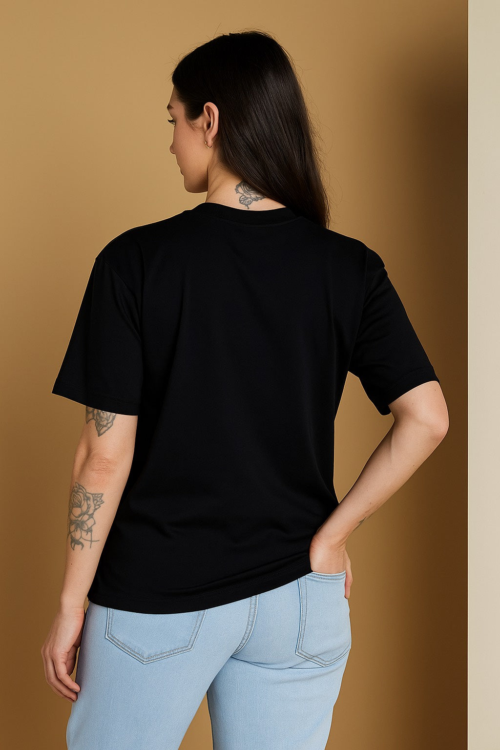 Oversized Cotton Lycra Tee Black