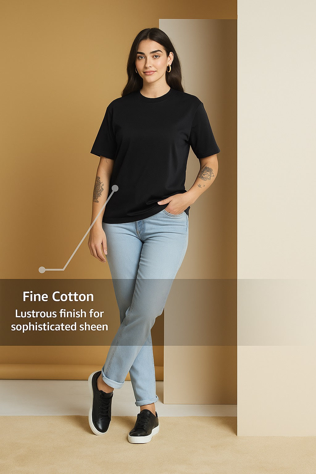 Oversized Cotton Lycra Tee Black