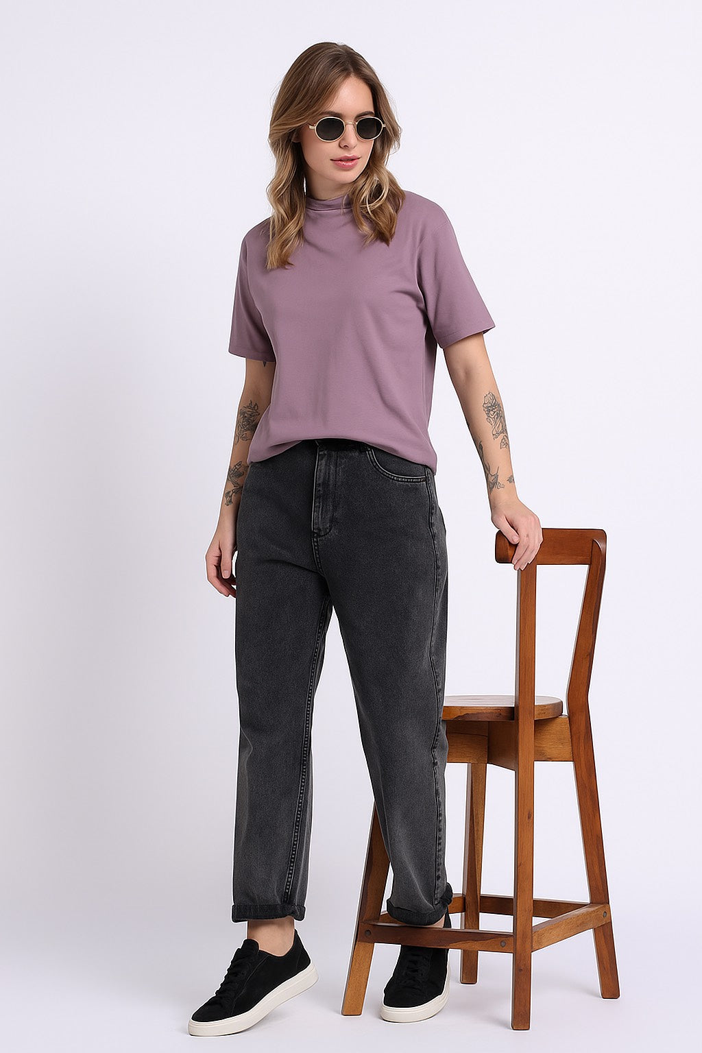 Oversized Cotton Lycra Tee Lilac