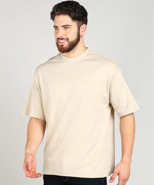 Oversized Cotton Lycra Tee Cream