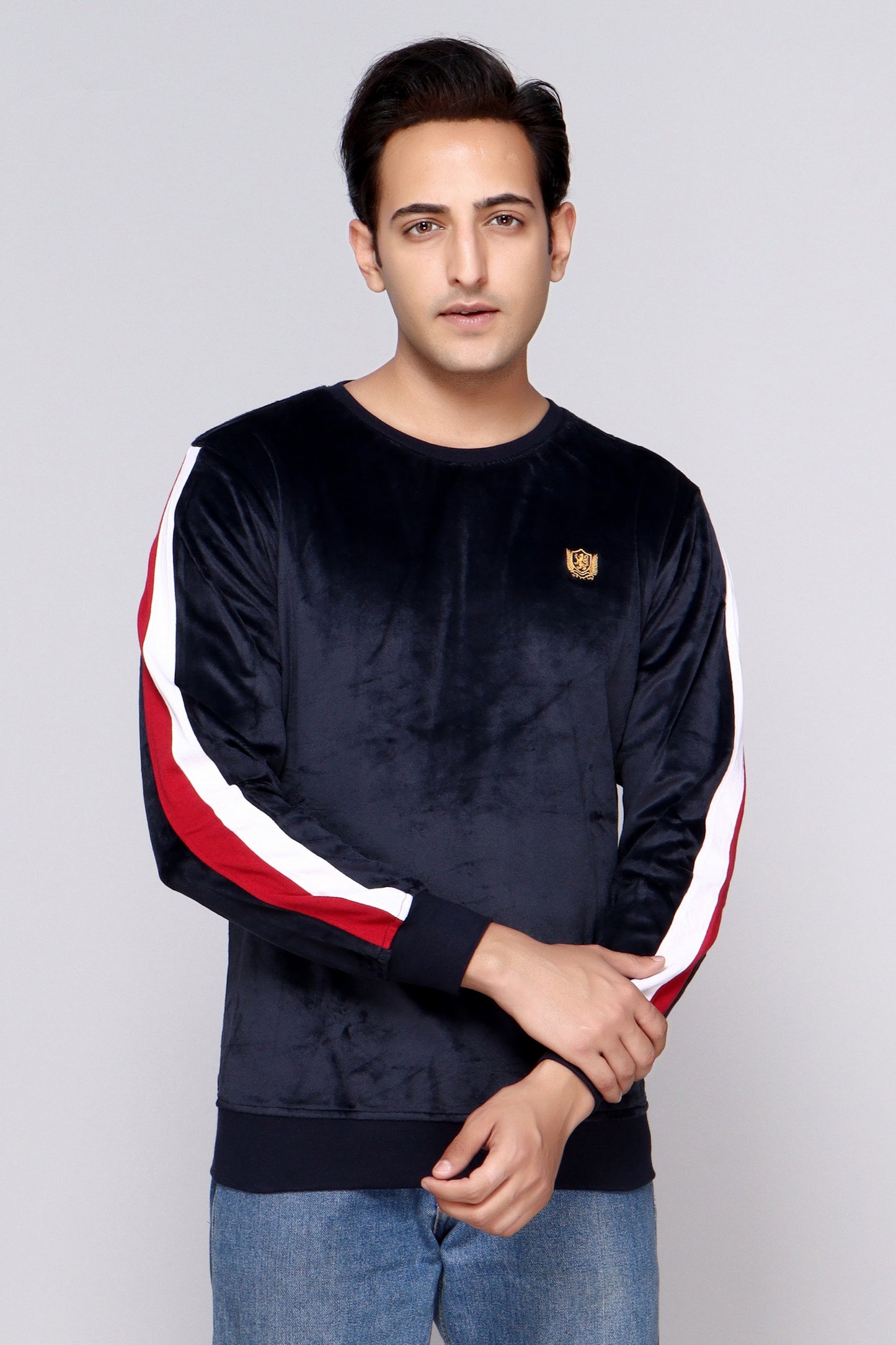 ROUND NECK VELVET SWEATSHIRT