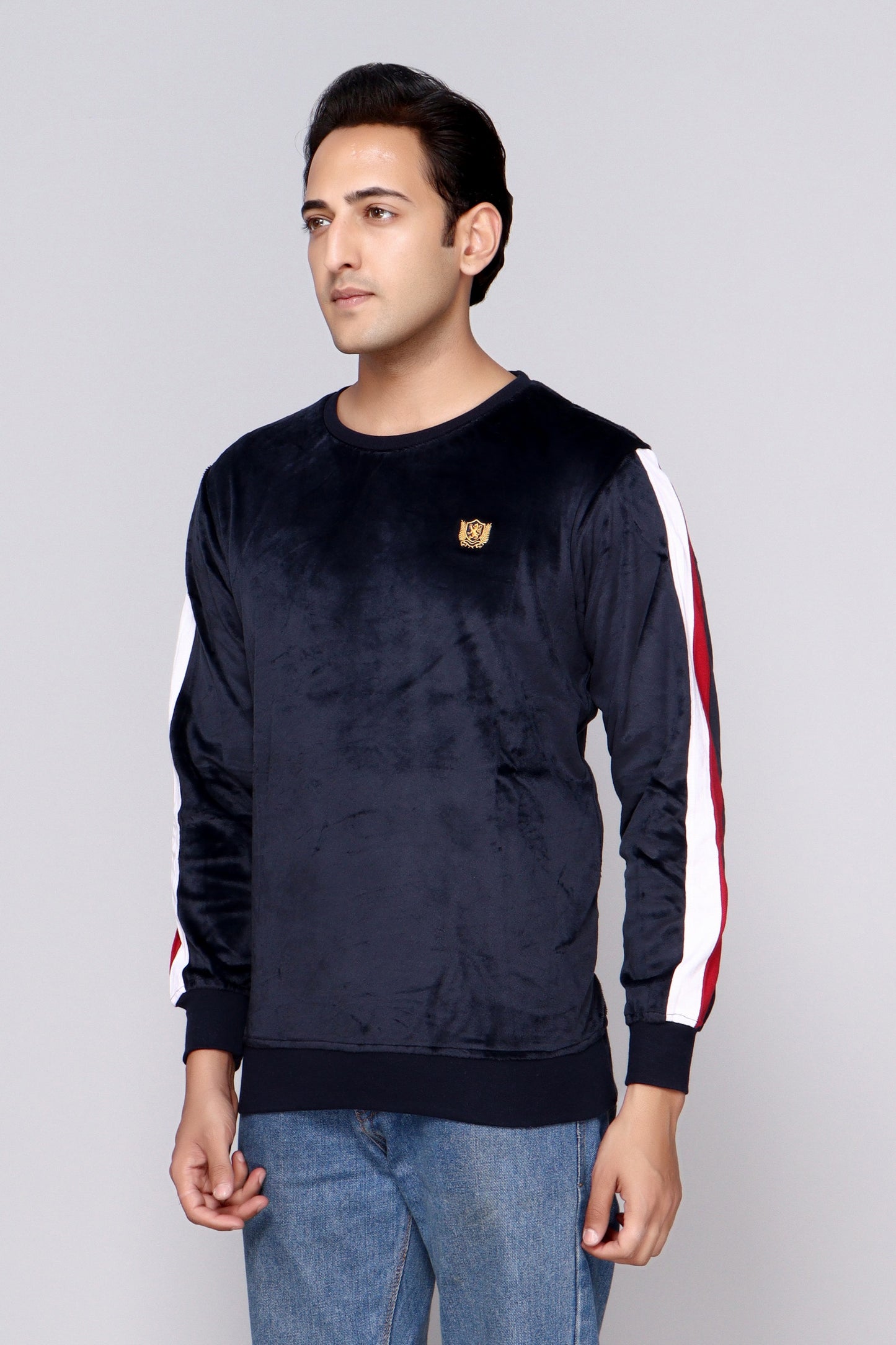 ROUND NECK VELVET SWEATSHIRT