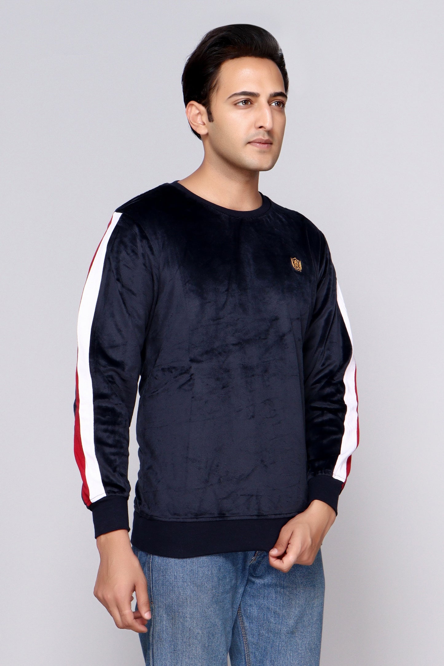 ROUND NECK VELVET SWEATSHIRT
