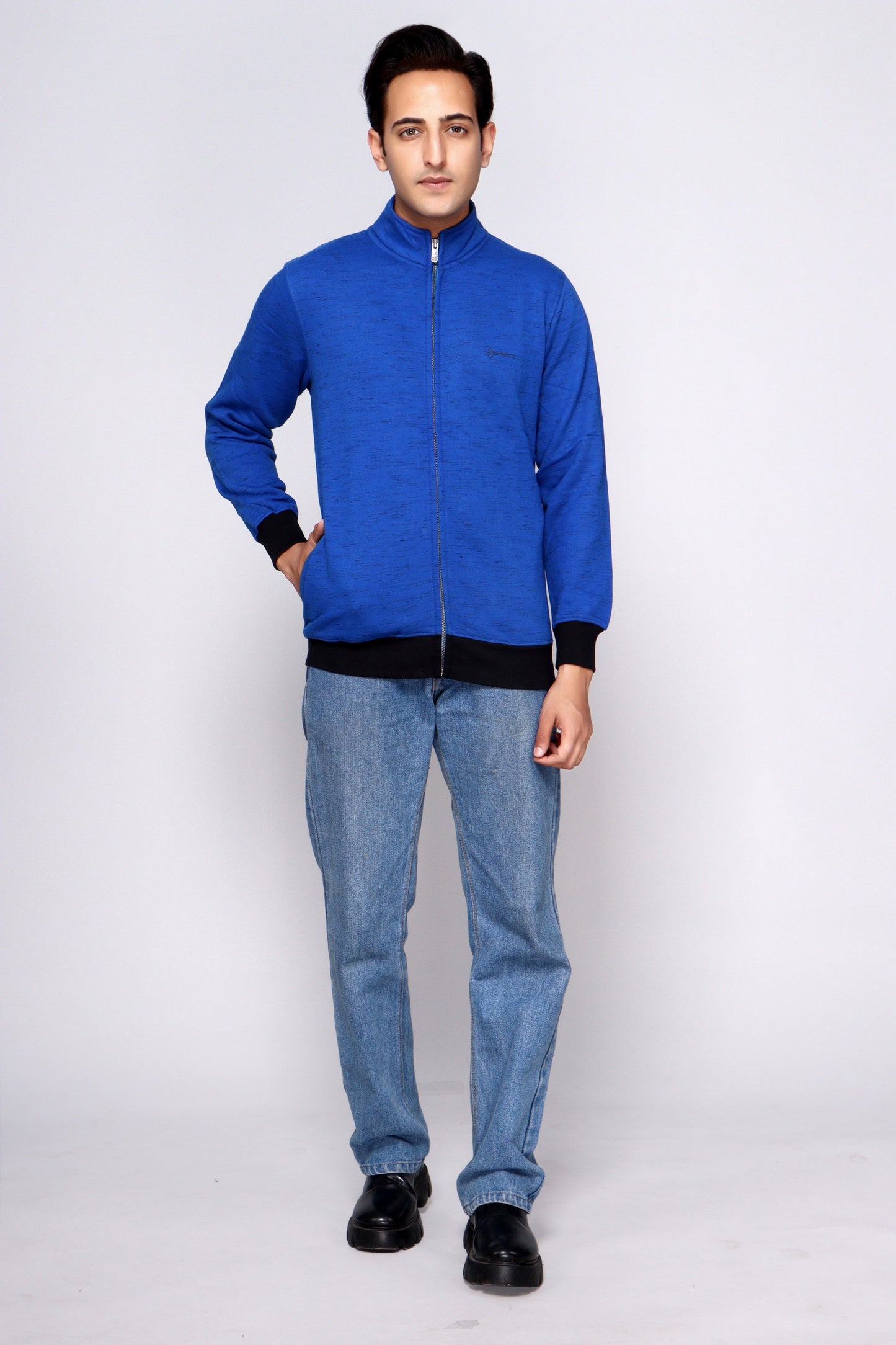 FULL ZIP STANDING COLLAR FLEECE SWEATSHIRT