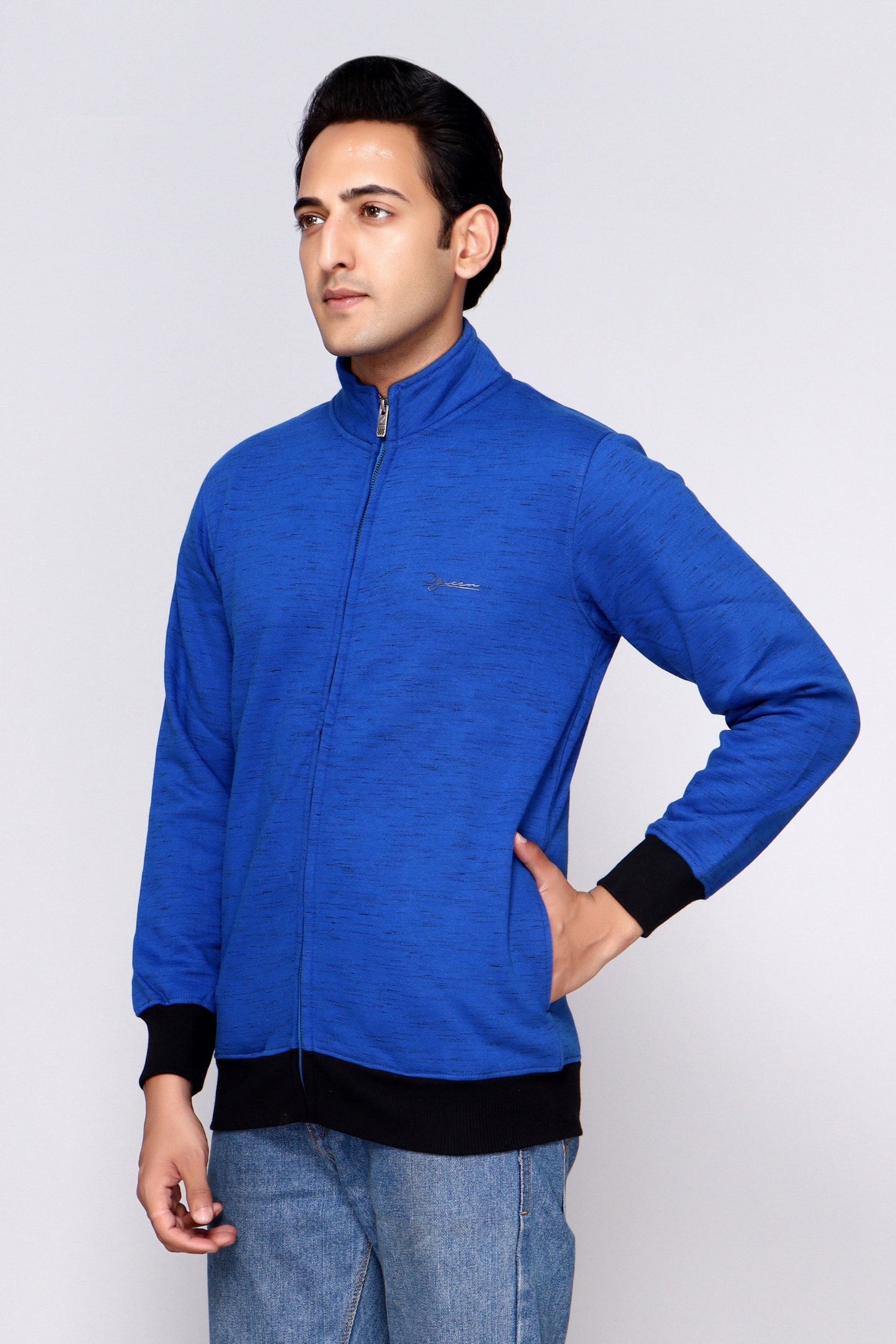 FULL ZIP STANDING COLLAR FLEECE SWEATSHIRT