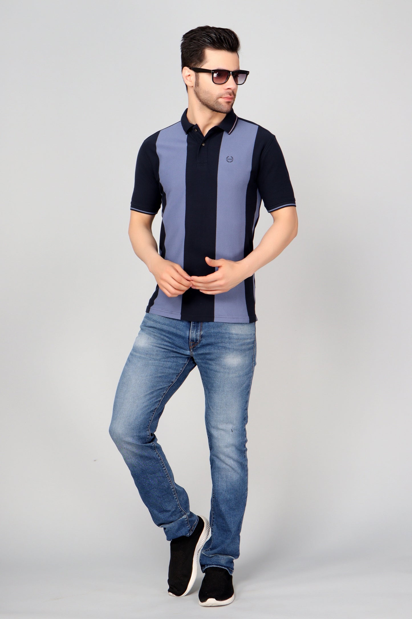 Vertical Stripe Pique Smart Fit Polo