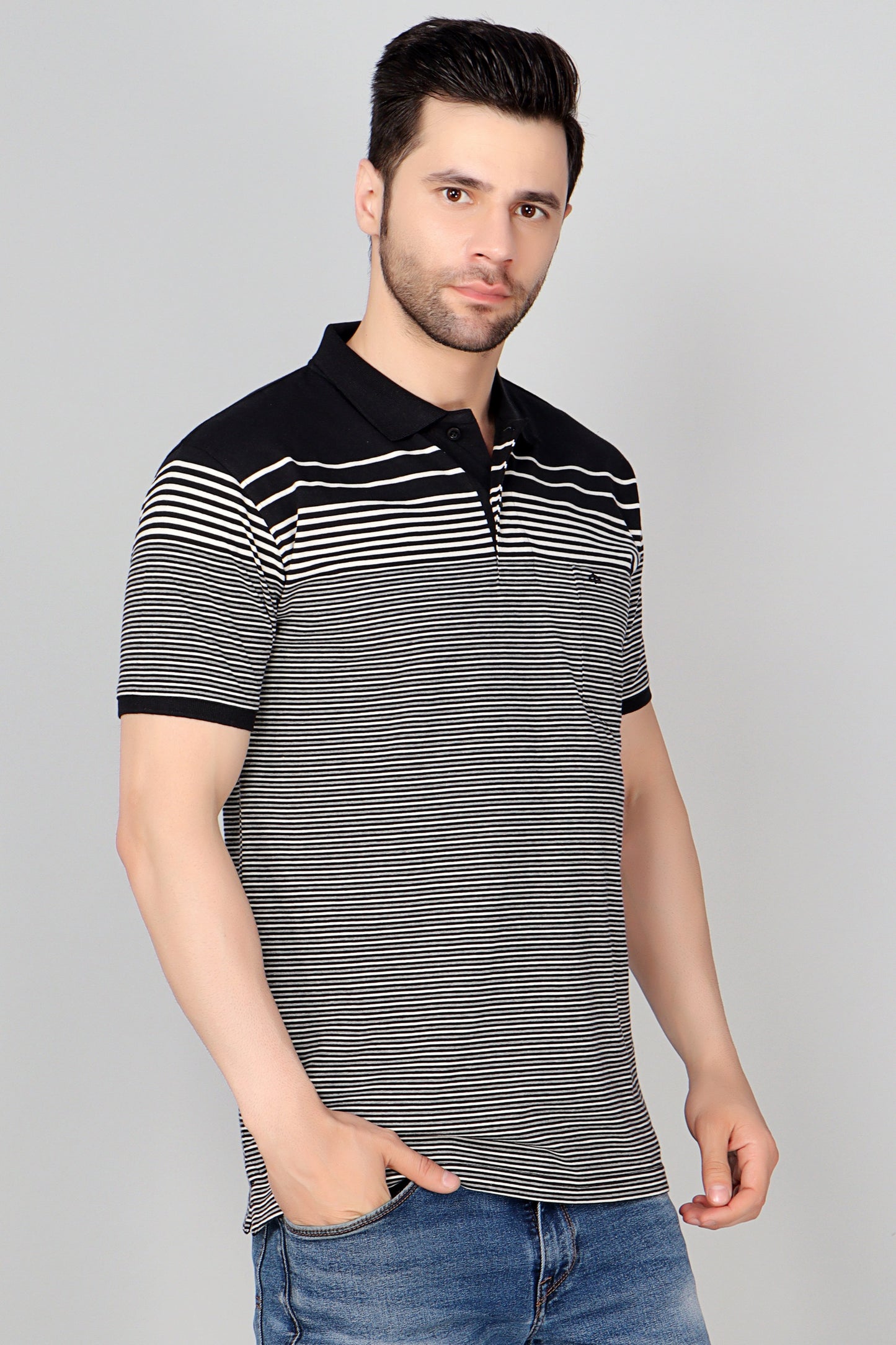 Single Jersey Stripe Regular Fit Pocket Polo