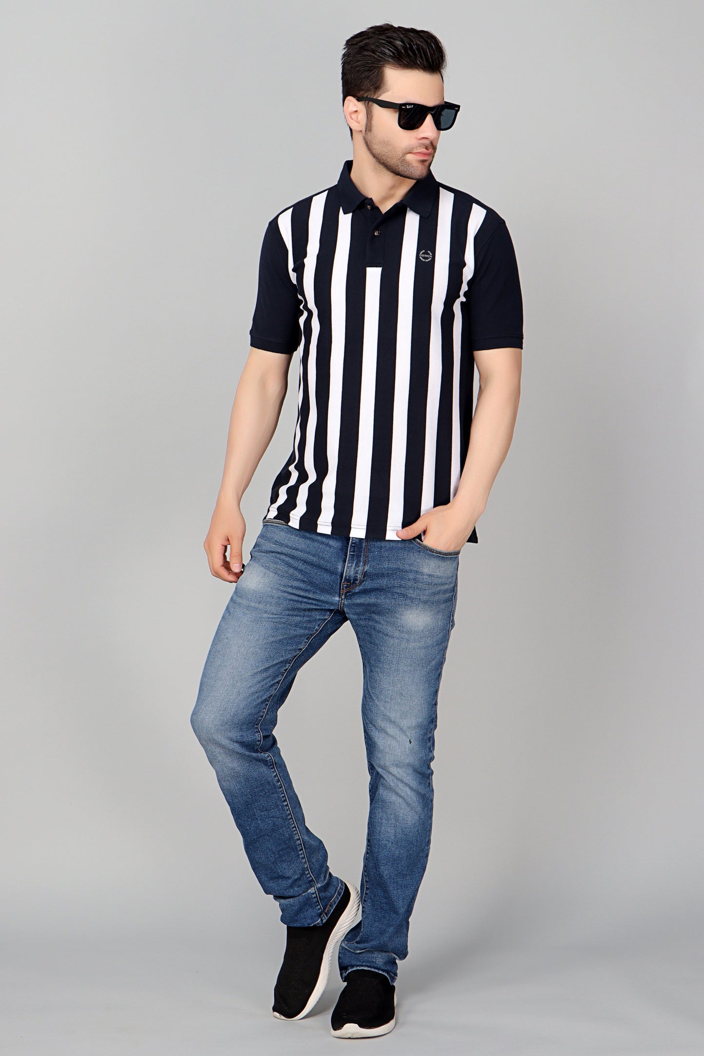 Vertical Stripe Pique Smart Fit Polo