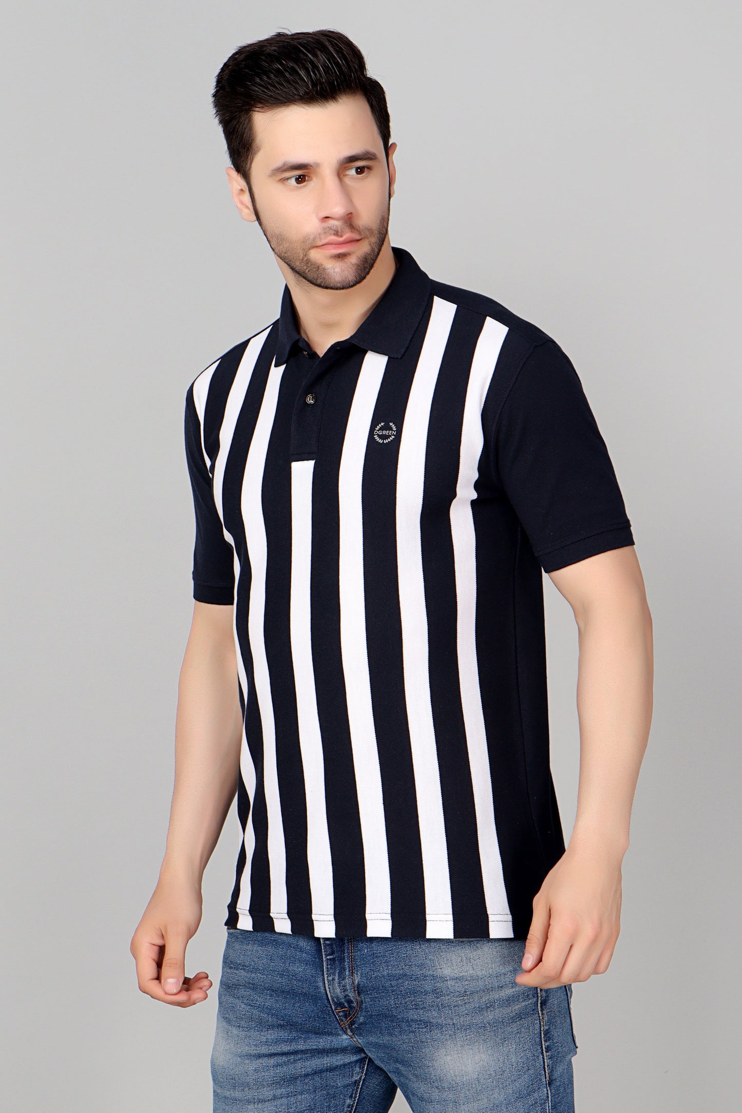 Vertical Stripe Pique Smart Fit Polo