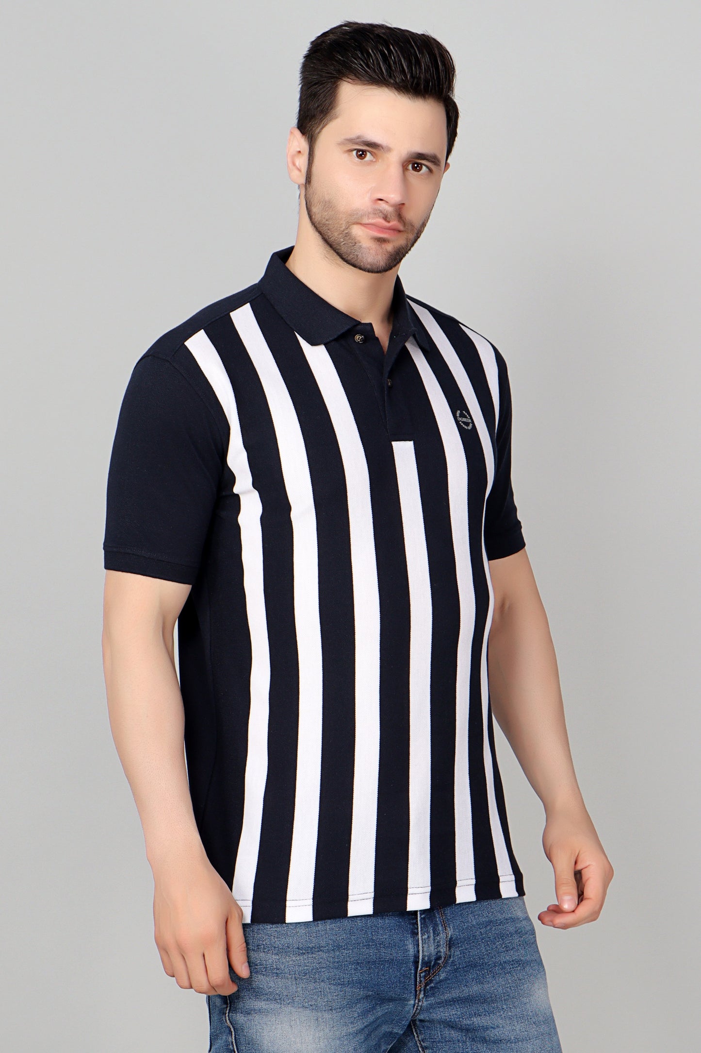 Vertical Stripe Pique Smart Fit Polo