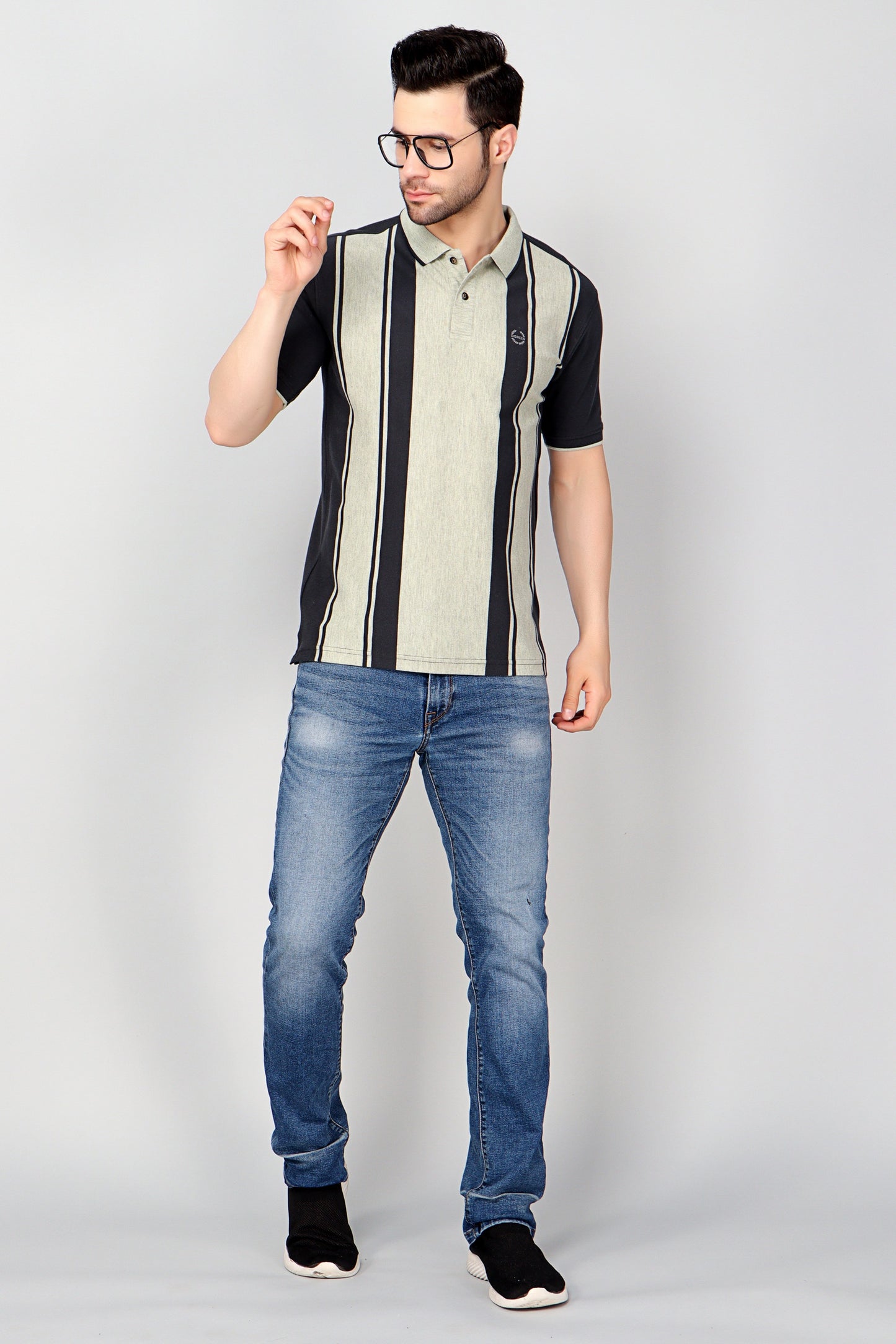 Vertical Stripe Pique Smart Fit Polo