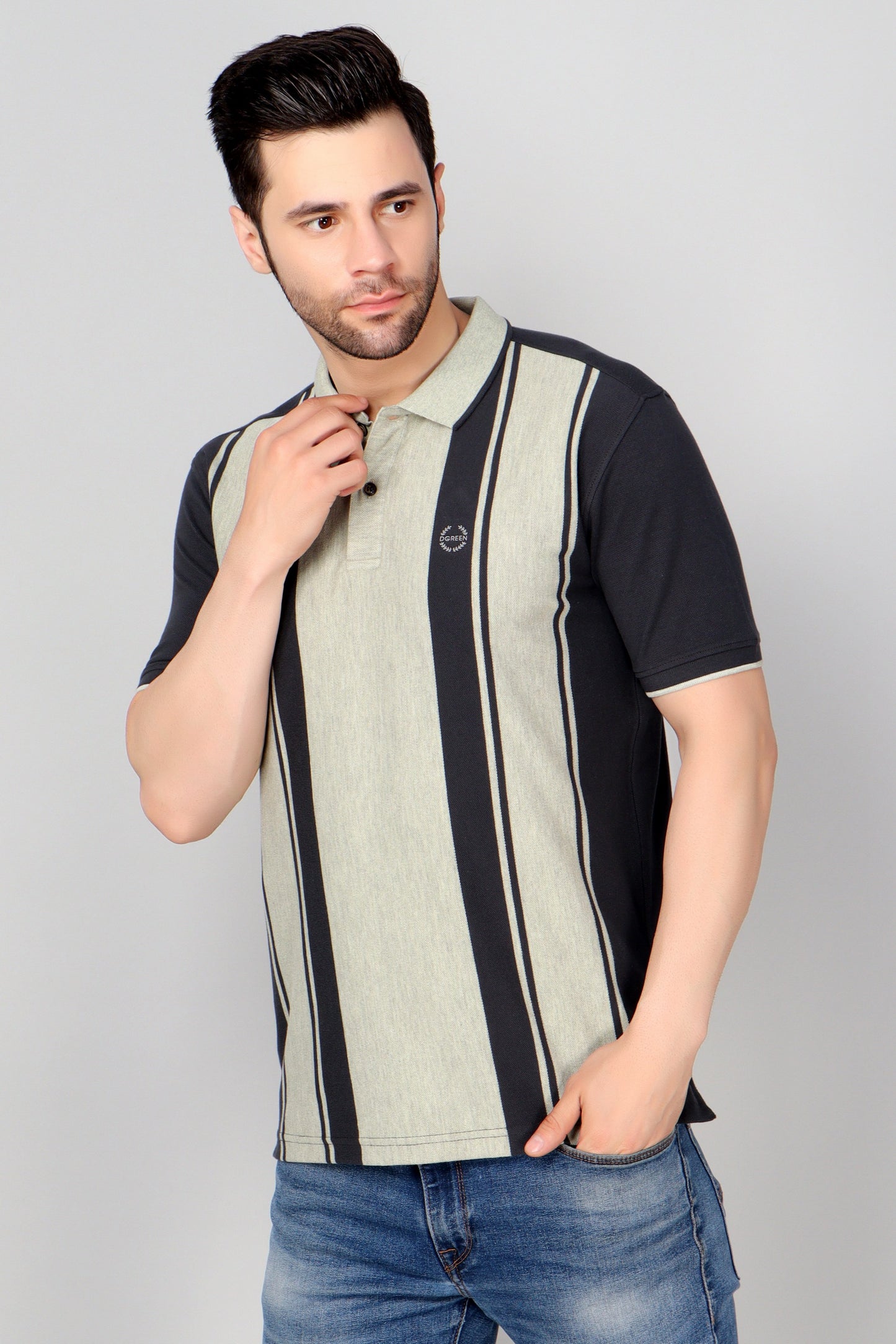 Vertical Stripe Pique Smart Fit Polo