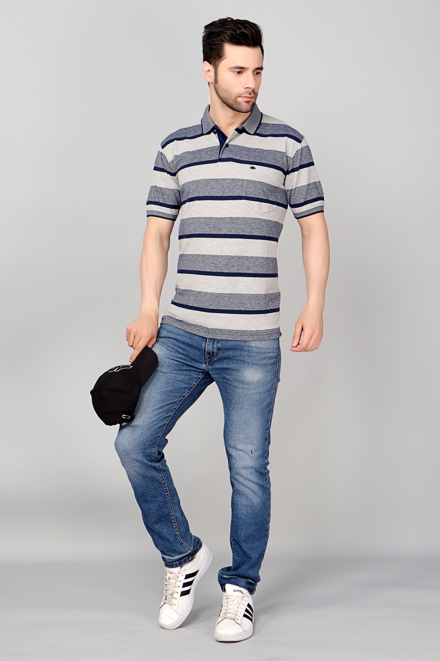 Pique Stripe Regular Fit Pocket Polo