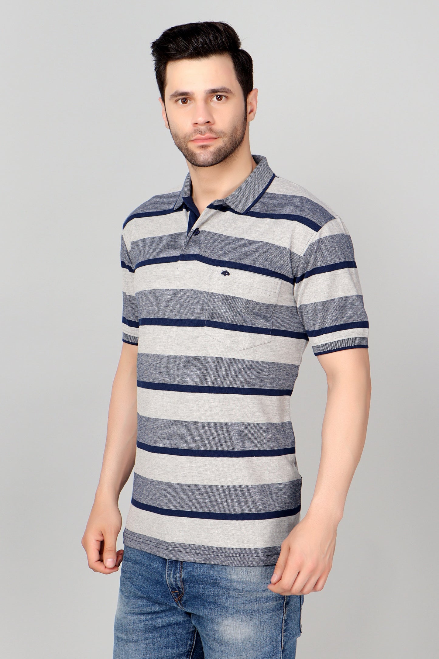 Pique Stripe Regular Fit Pocket Polo