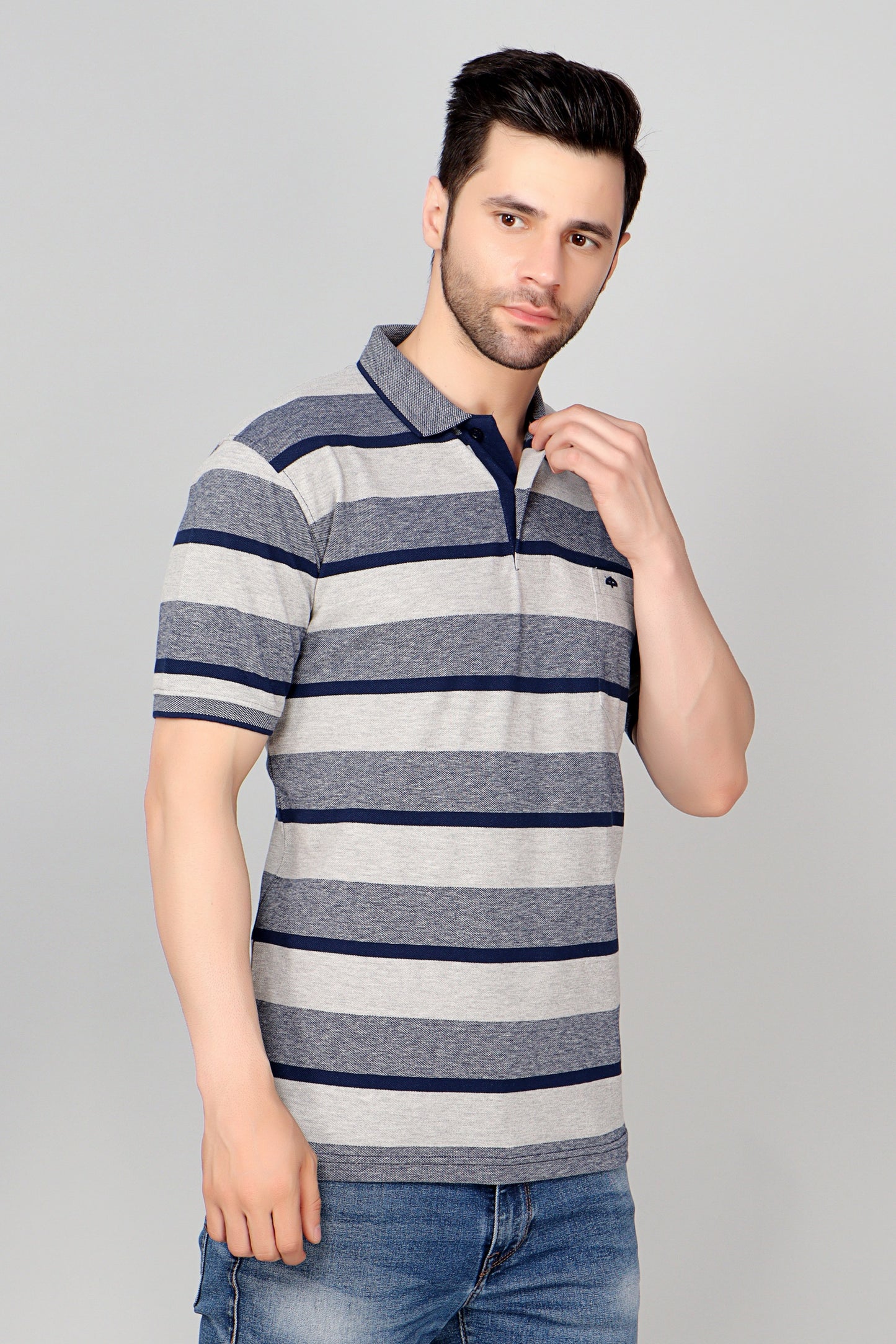 Pique Stripe Regular Fit Pocket Polo